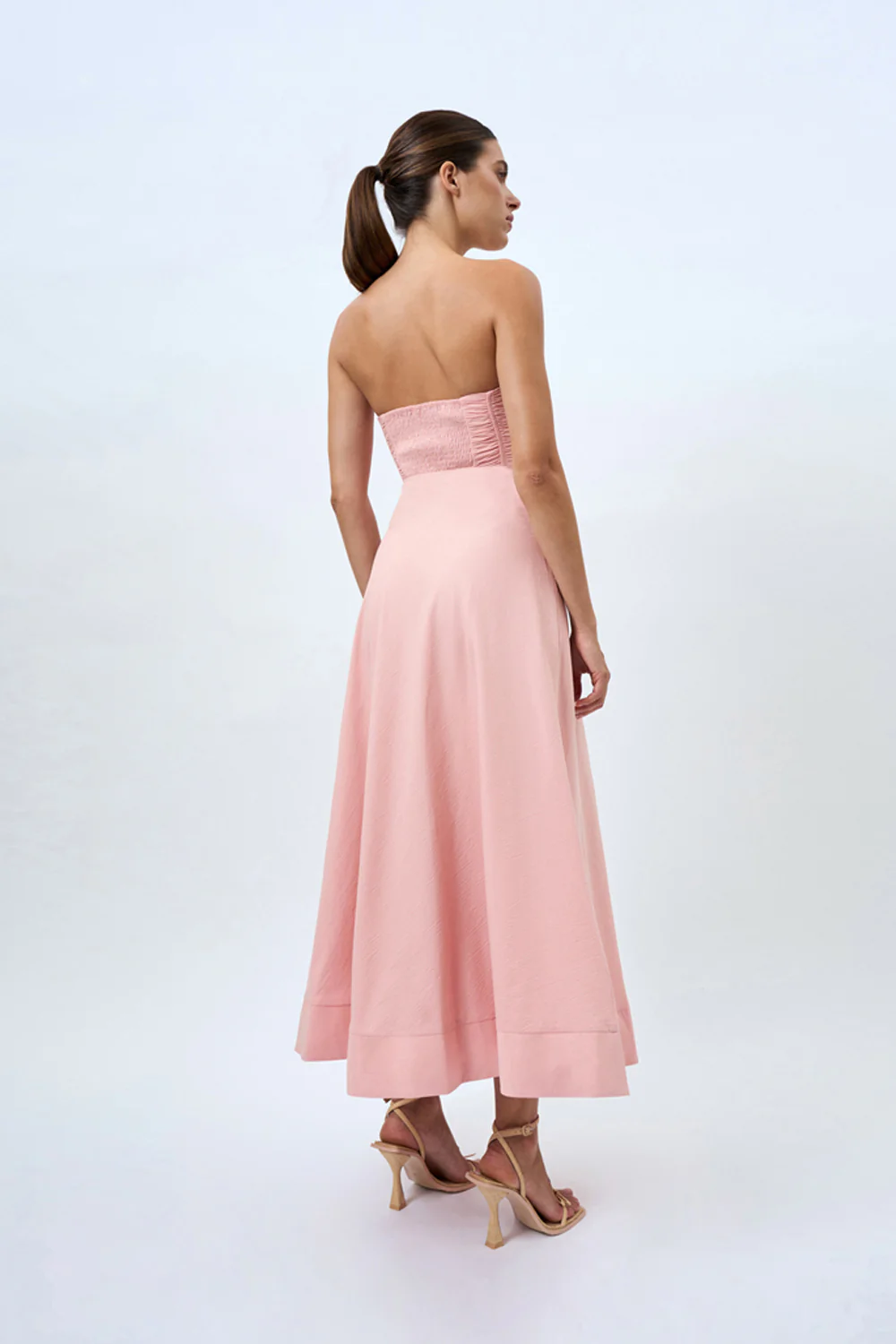 Alessia Gather Strapless Midi Dress | Final Sale - Pink - Image 3