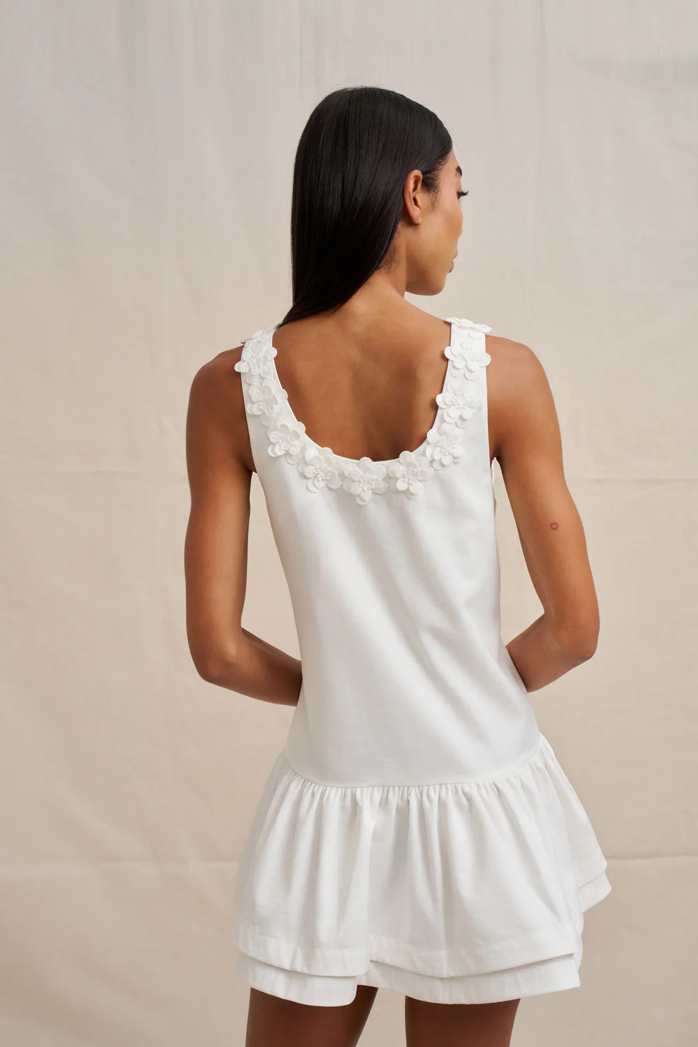 Alison Ruffle Mini Dress - Ivory - Image 7