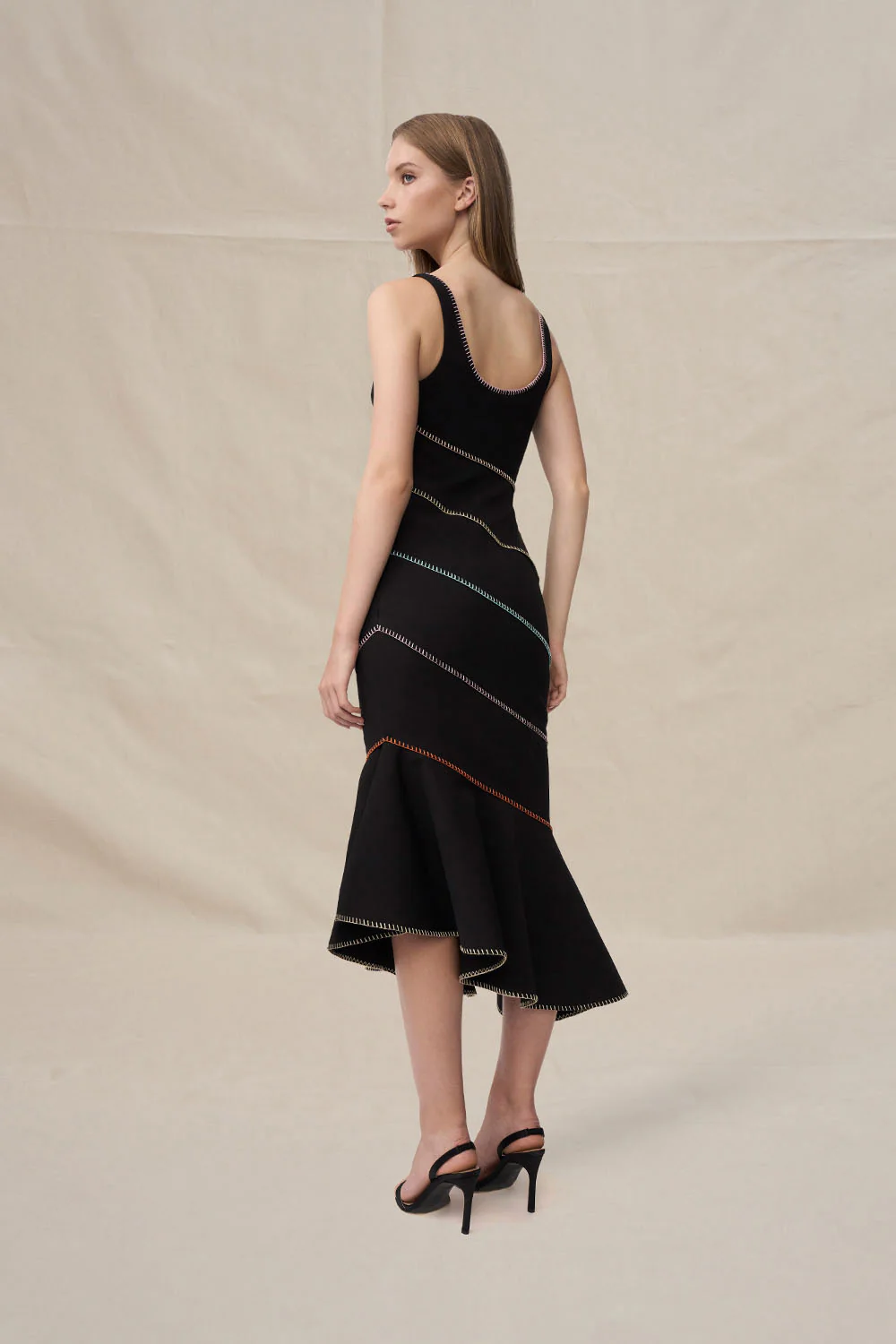Allegra Scoop Midi Dress - Black - Image 4
