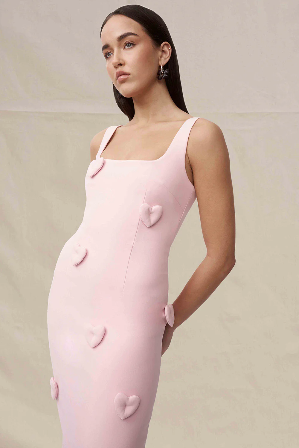Amora Love Heart Midi Dress - Dusty Pink - Image 2