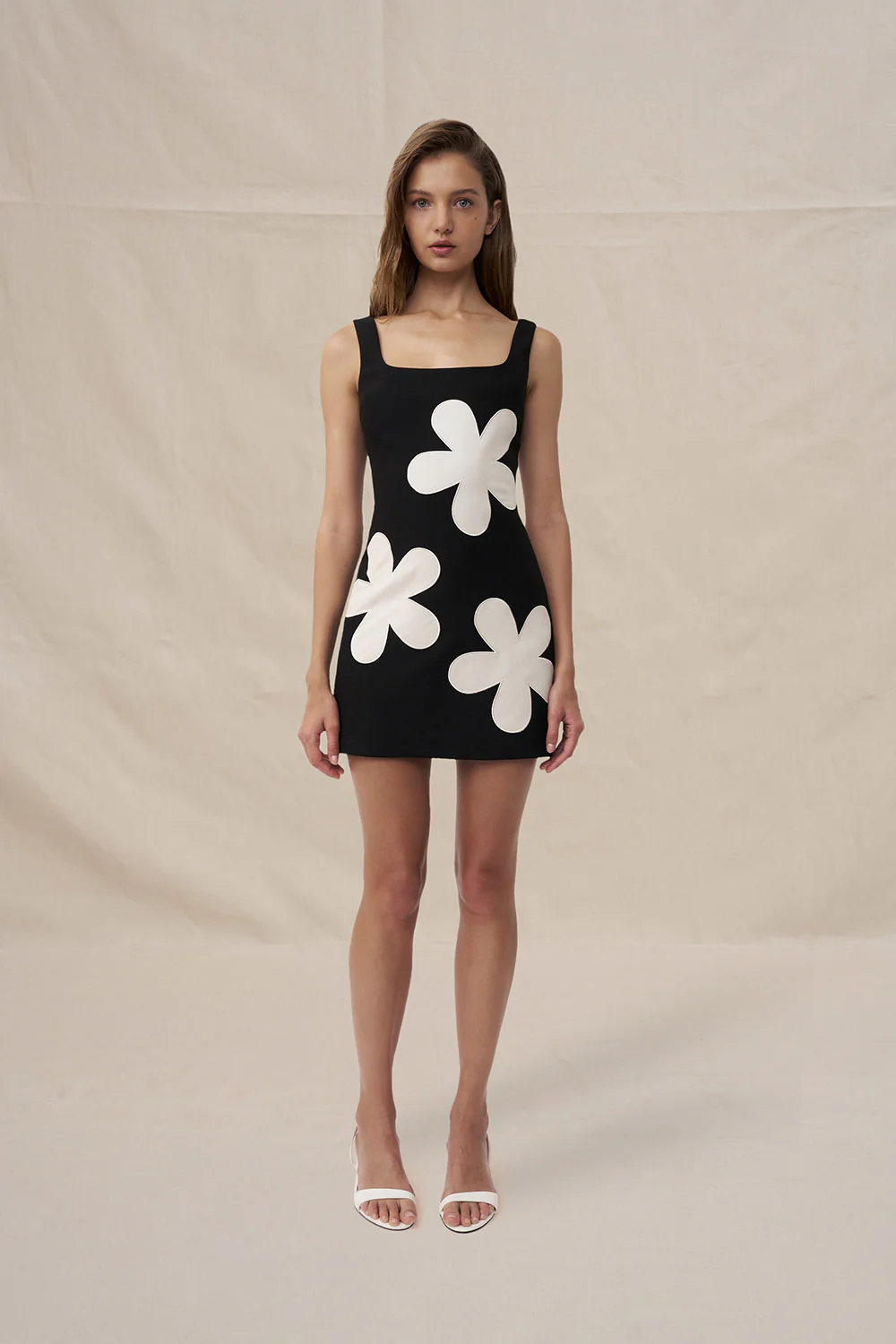 Anaya Flower Mini Dress - Black Ivory - Image 3