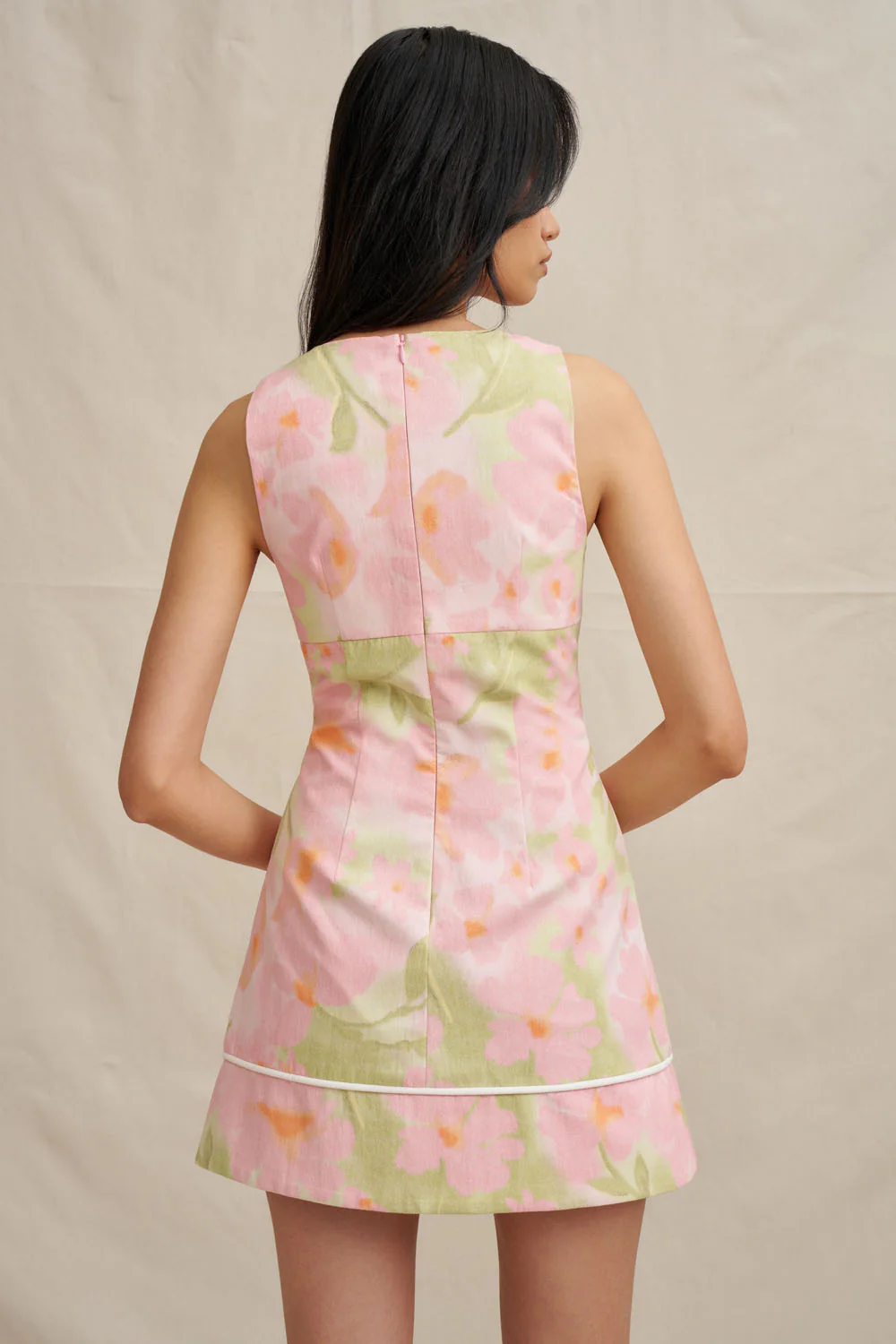 Azalia Floral V Front Mini Dress - Sorbet Floral - Image 6