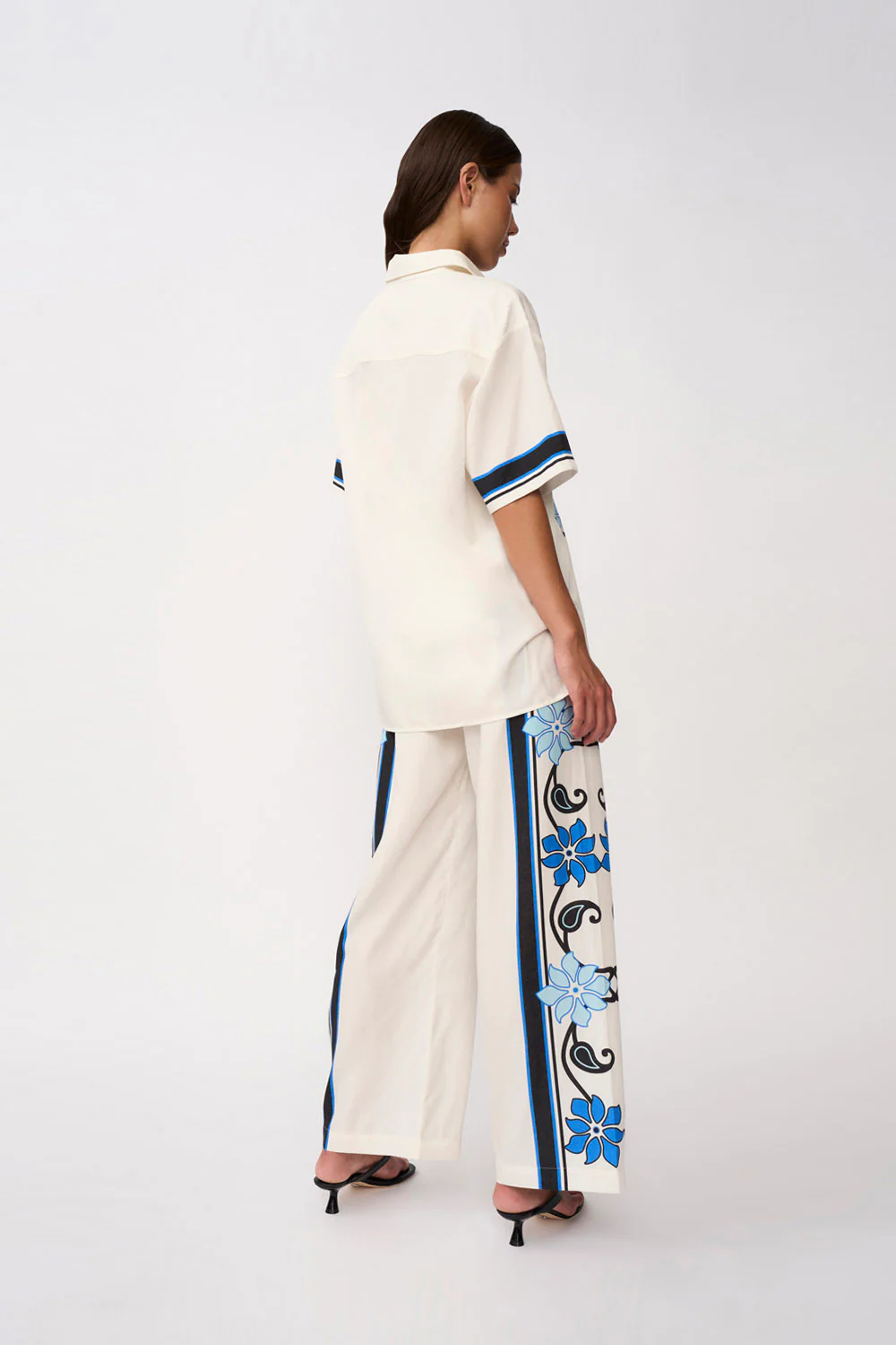 Azure Granada Flower Pant | Final Sale - Aqua Navy Ivory - Image 4