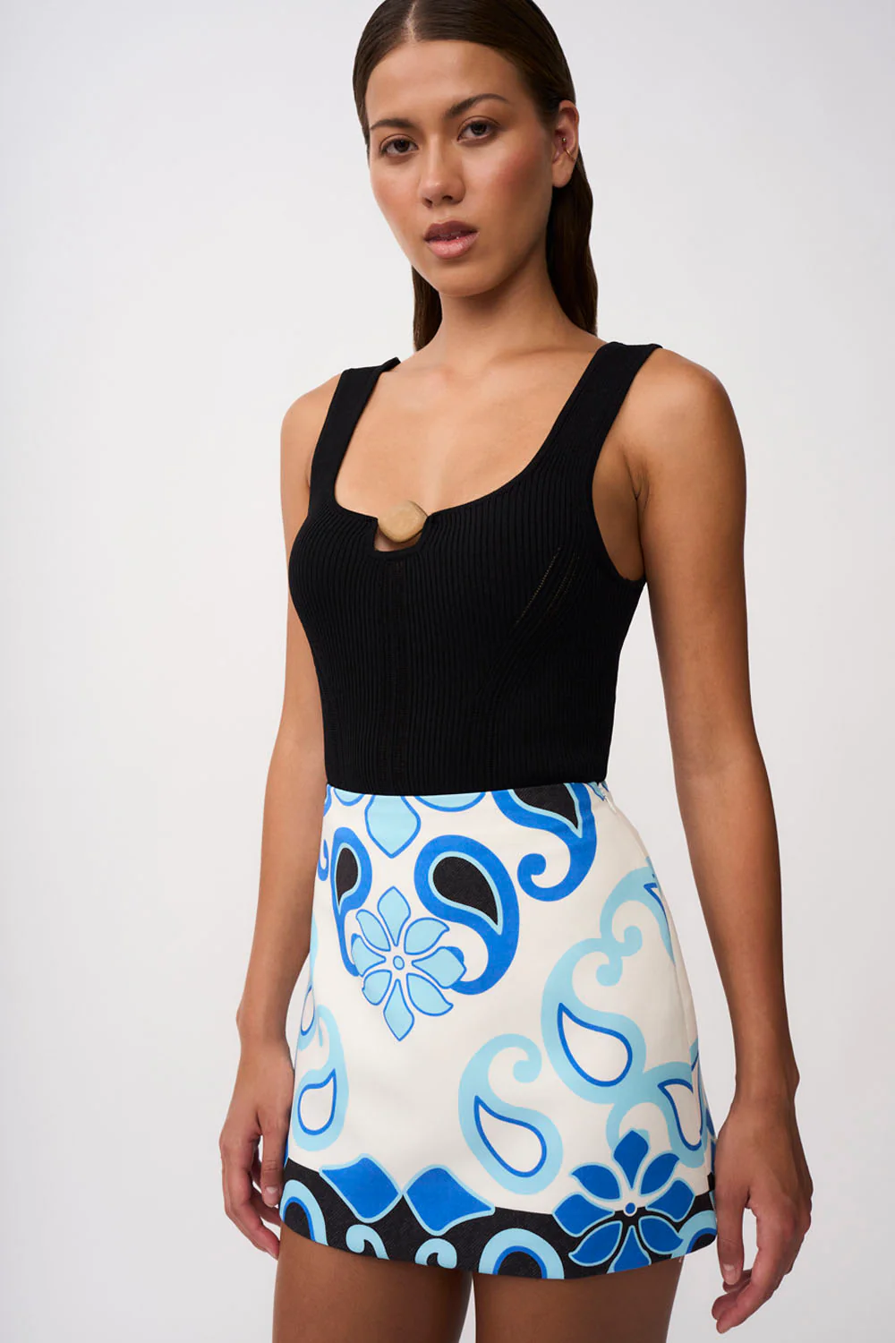 Azure Granada Mini Skirt | Final Sale - Aqua Navy Ivory - Image 5
