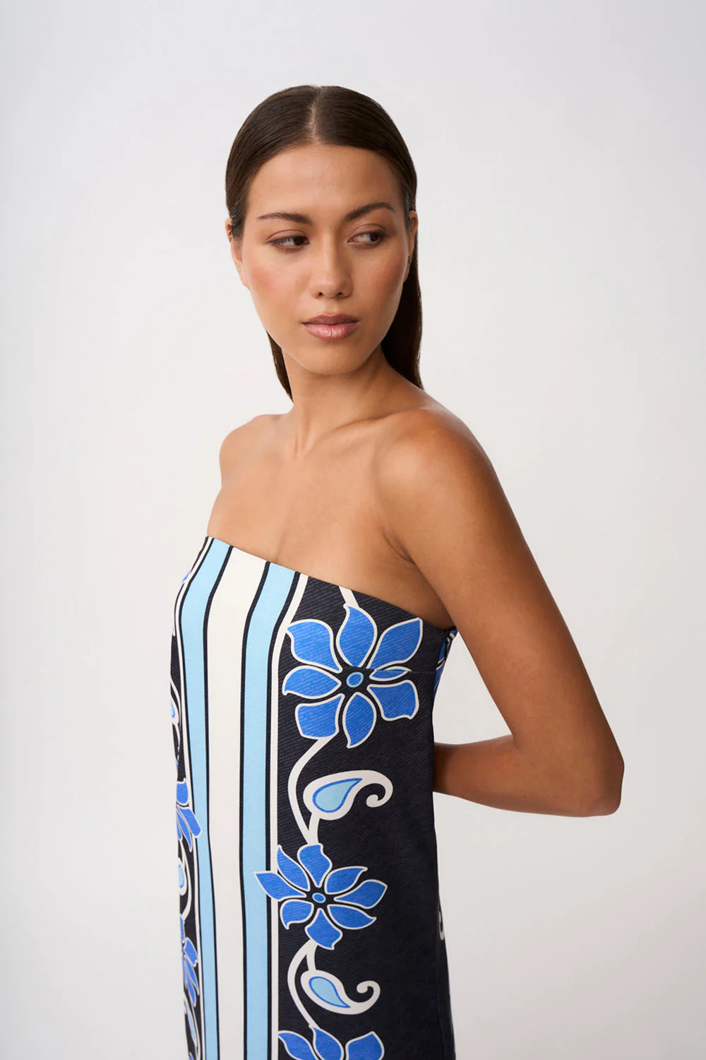 Azure Granada Strapless Dress | Final Sale - Aqua Navy Ivory - Image 6