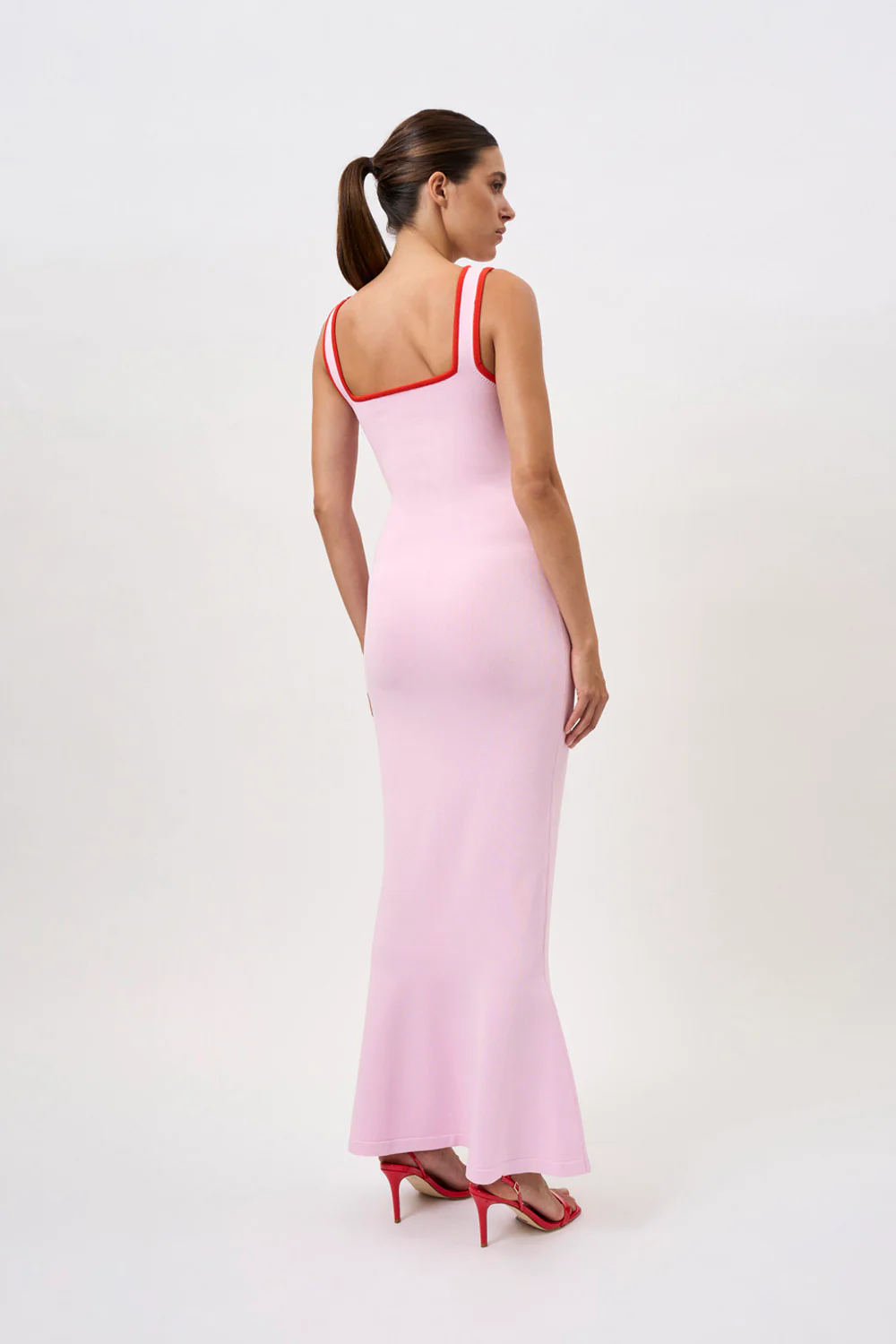 Belle Contrast Pipe Knit Dress | Final Sale - Pink Red - Image 3