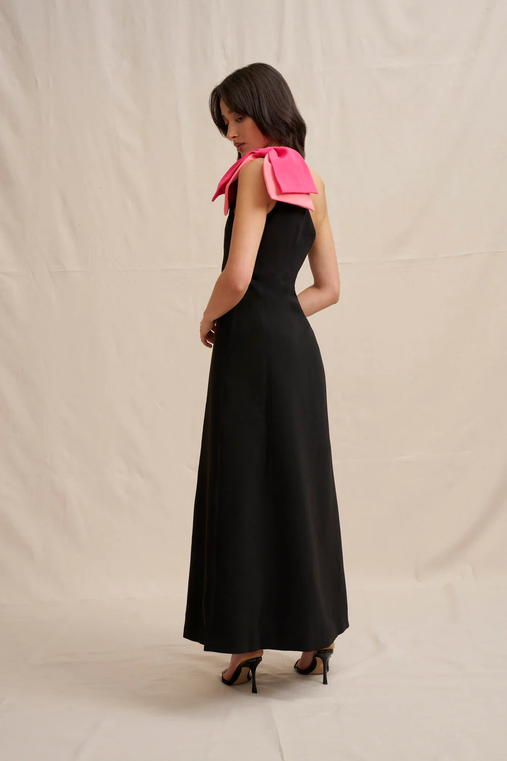 Black Tie Bow Gown - Black - Image 6