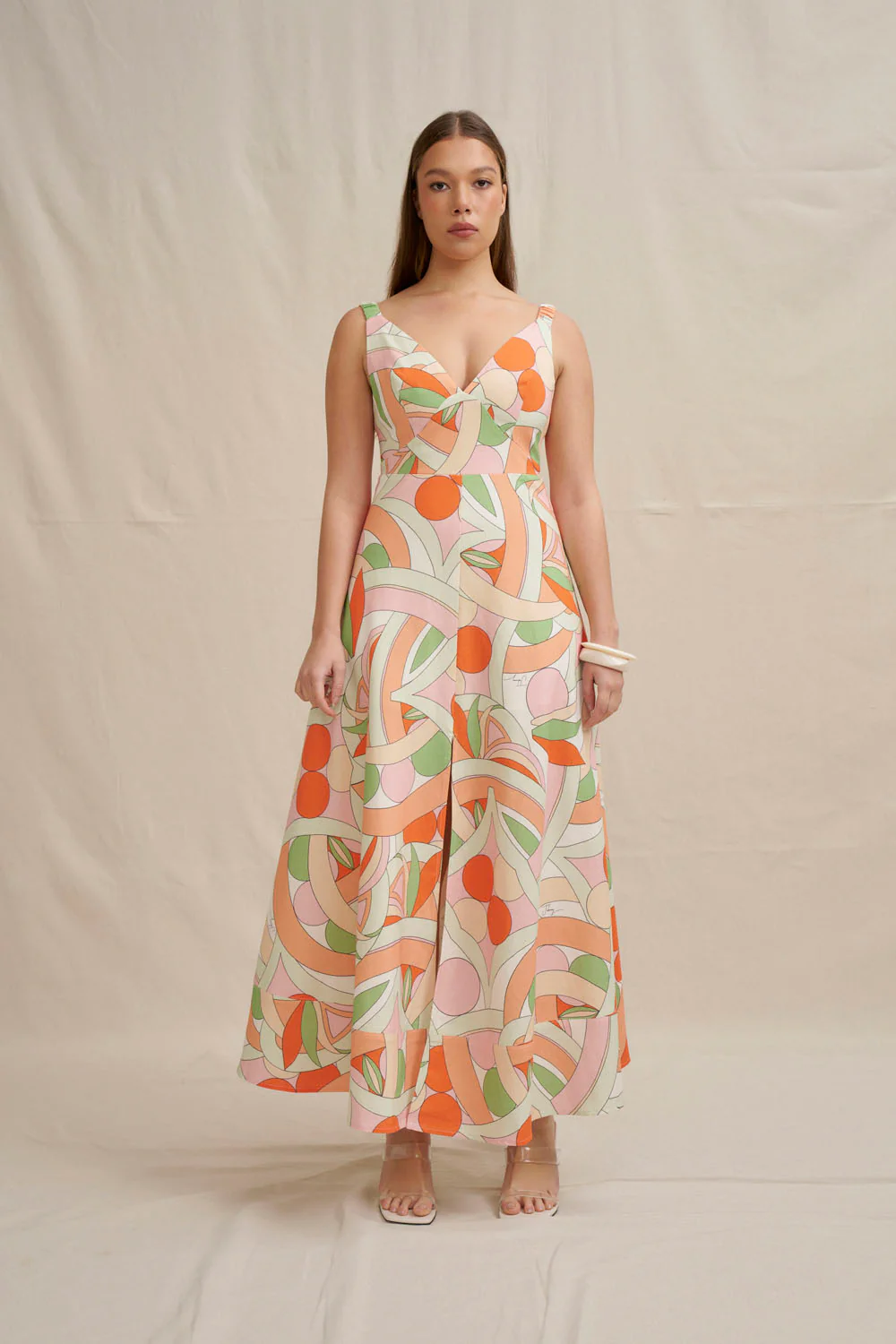 Bloomtide Maxi Dress - Multi Green Peach - Image 10