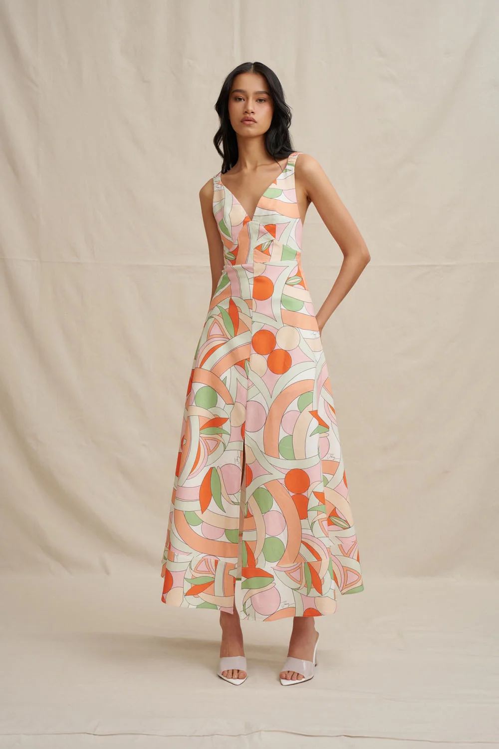 Bloomtide Maxi Dress - Multi Green Peach - Image 4