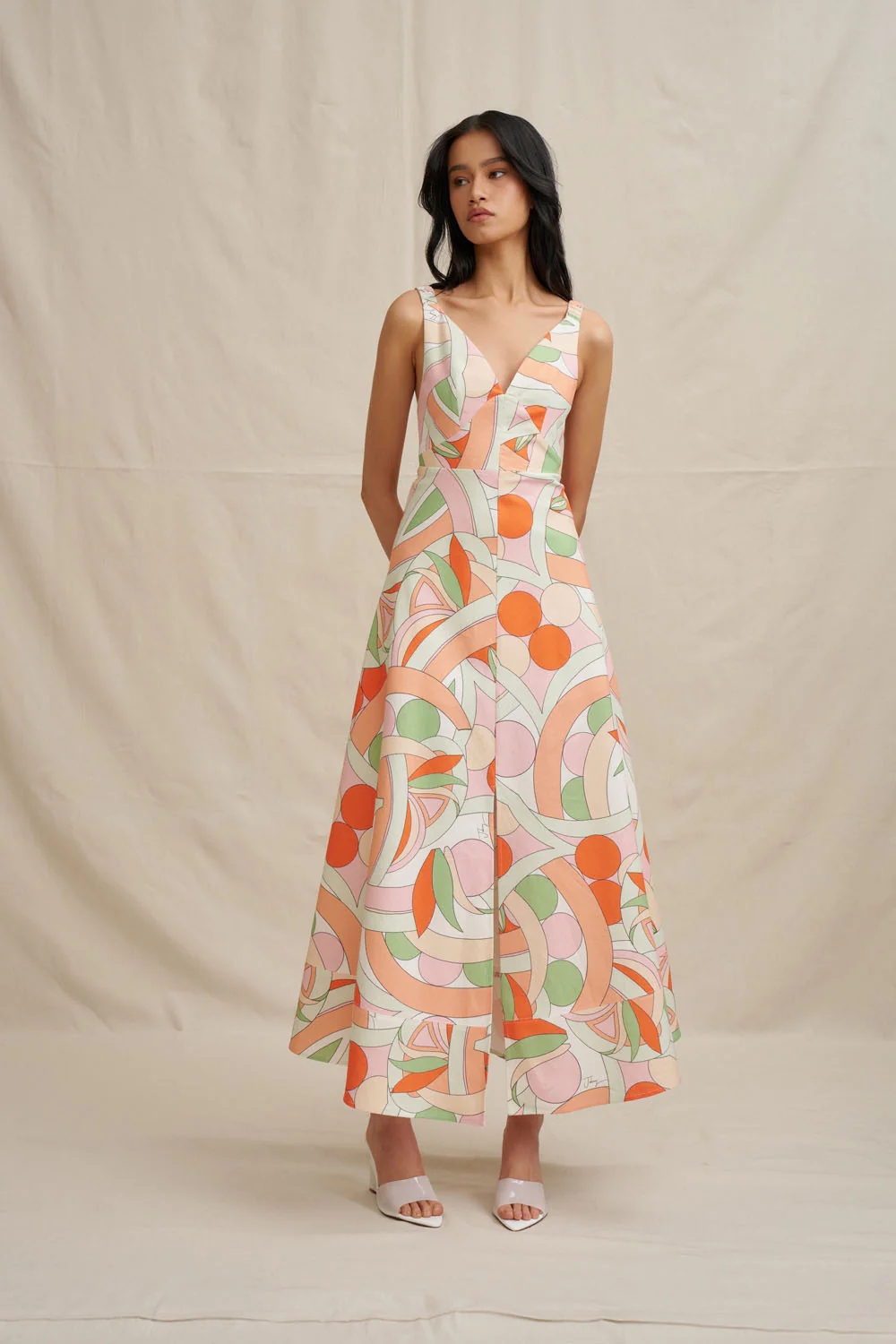 Bloomtide Maxi Dress - Multi Green Peach - Image 6