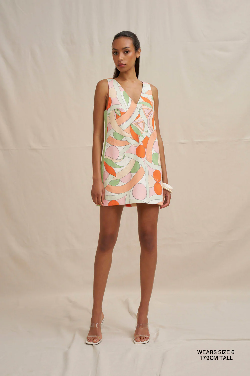 Bloomtide Mini Dress - Multi Green Peach - Image 3