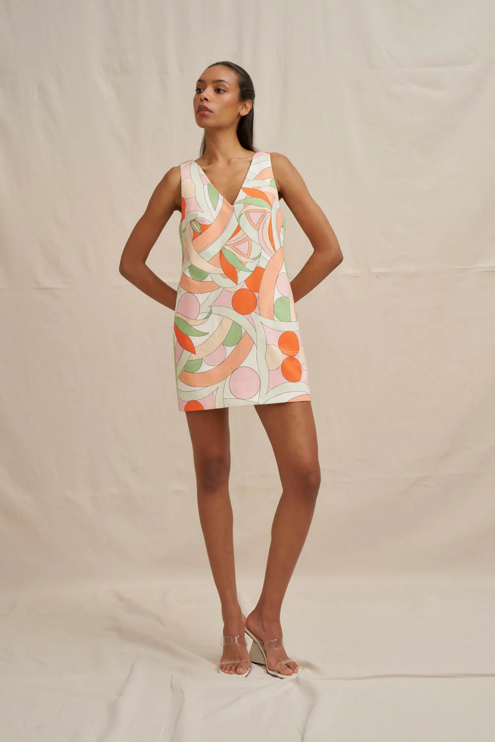 Bloomtide Mini Dress - Multi Green Peach - Image 6