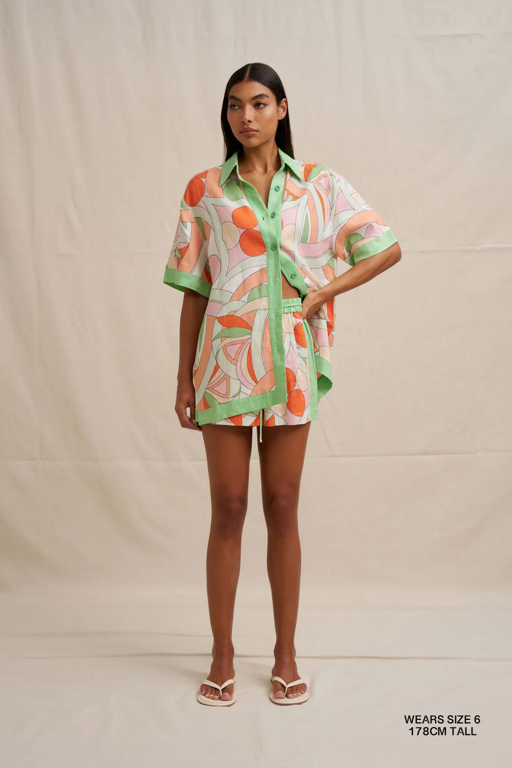 Bloomtide Mini Short - Multi Green Peach - Image 3