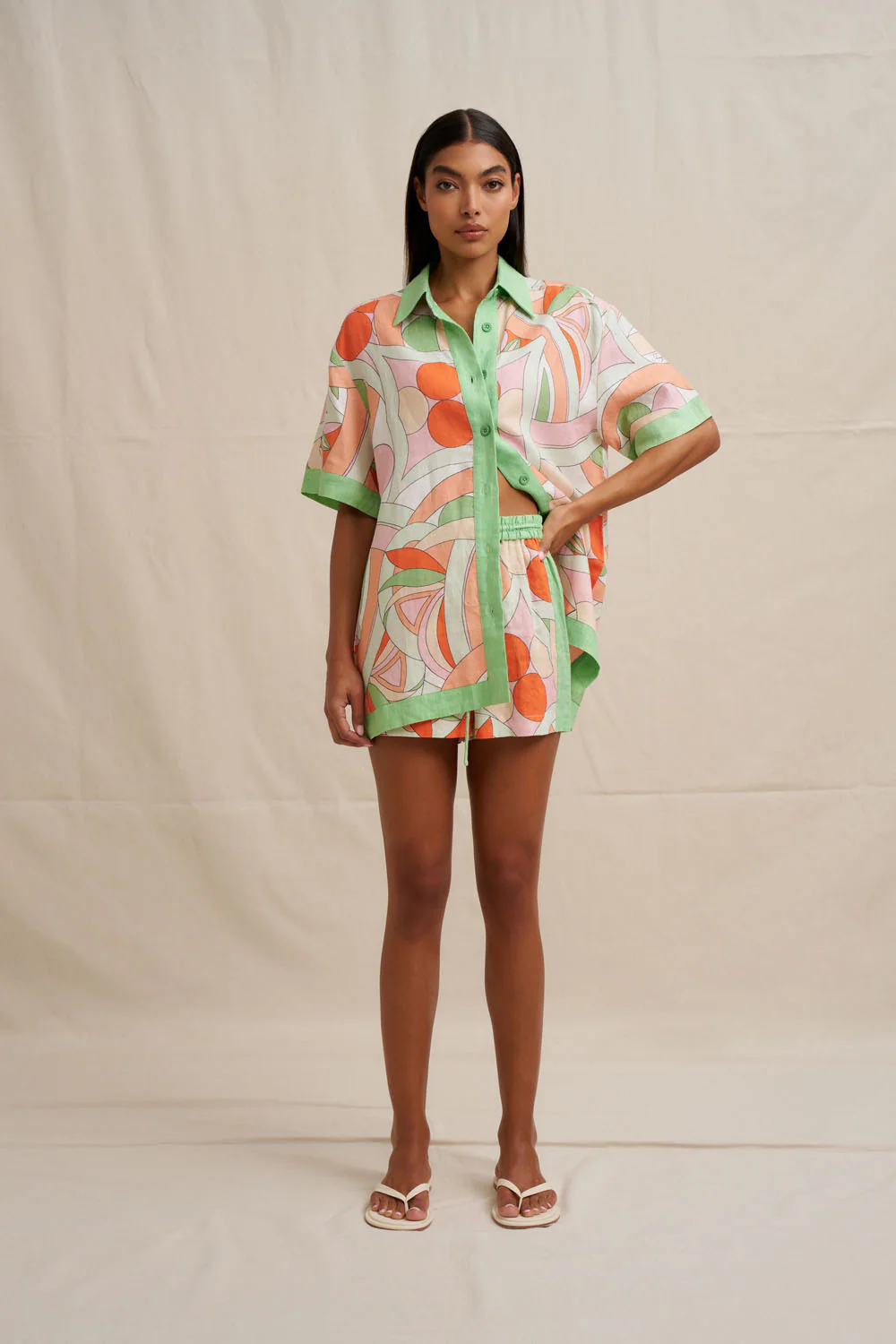 Bloomtide Sun Shirt - Multi Green Peach - Image 5
