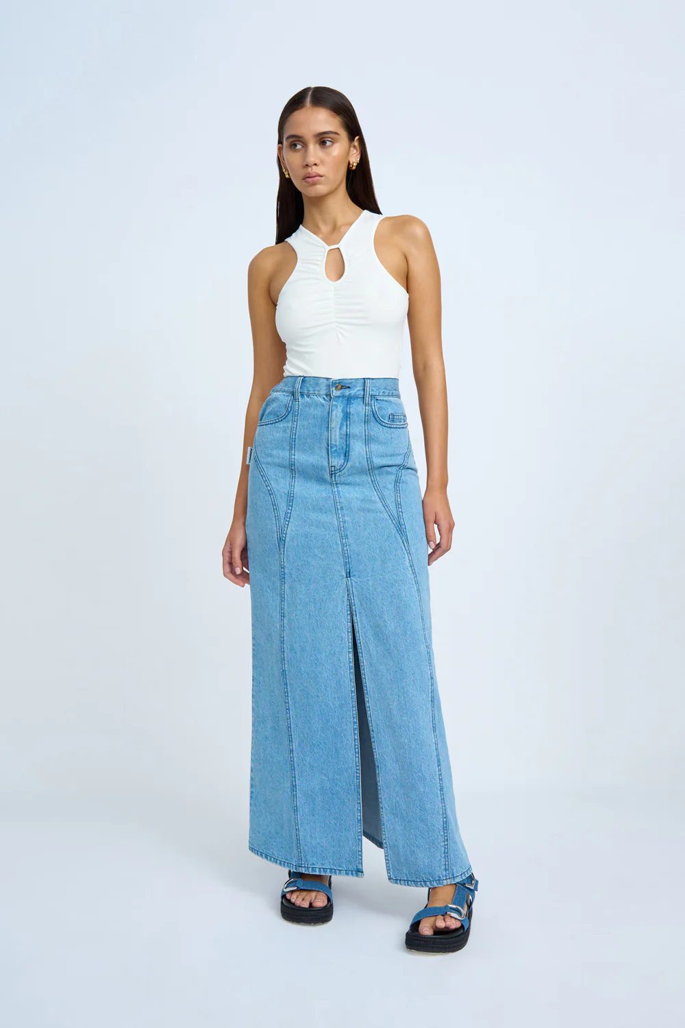 Blue Jean Beauty A-Line Skirt | Final Sale - Blue Wash - Image 5