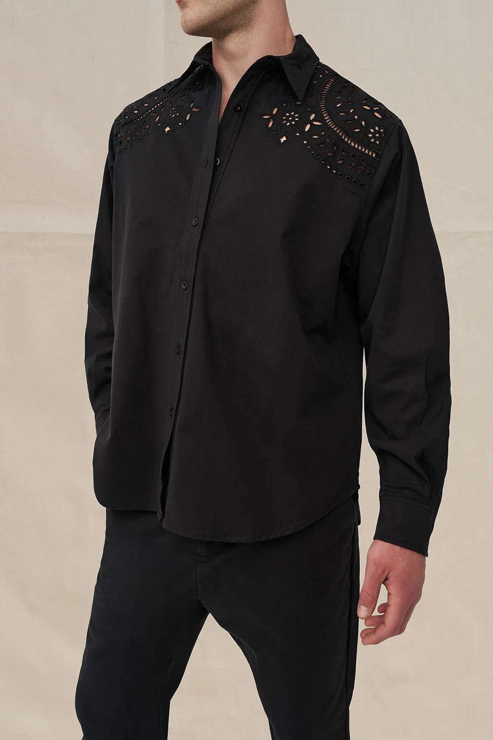 Bowie Broderie Shirt - Black - Image 2