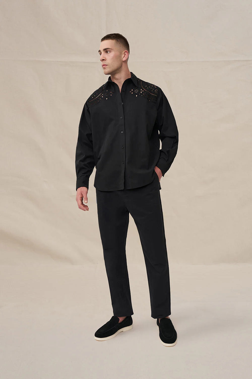 Bowie Broderie Shirt - Black - Image 3