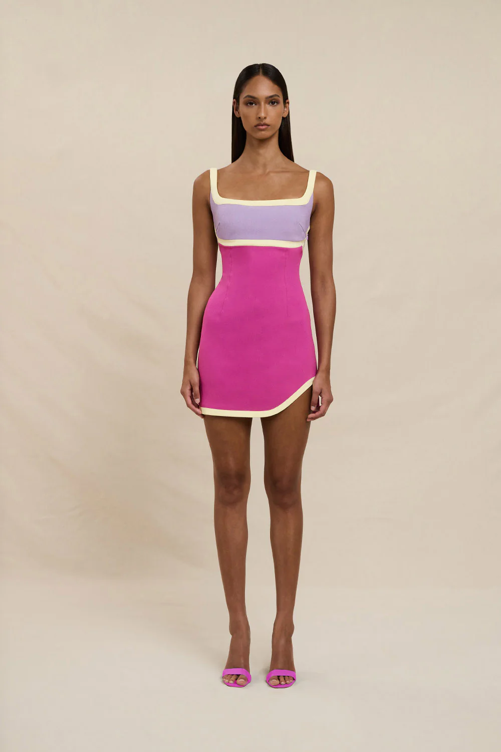 Calypso Splice Mini Dress - Lilac Yellow Pink
