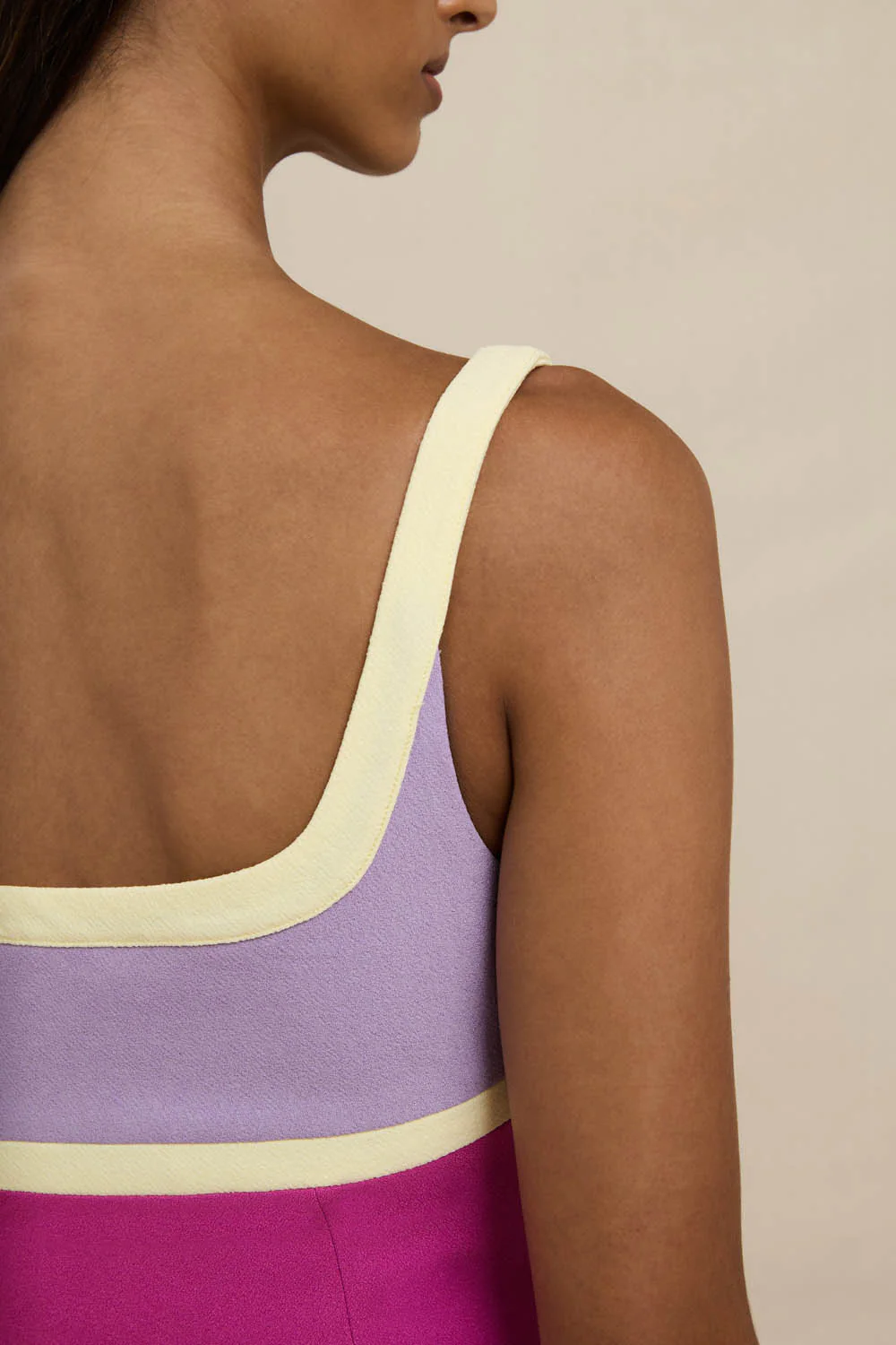 Calypso Splice Mini Dress - Lilac Yellow Pink - Image 3