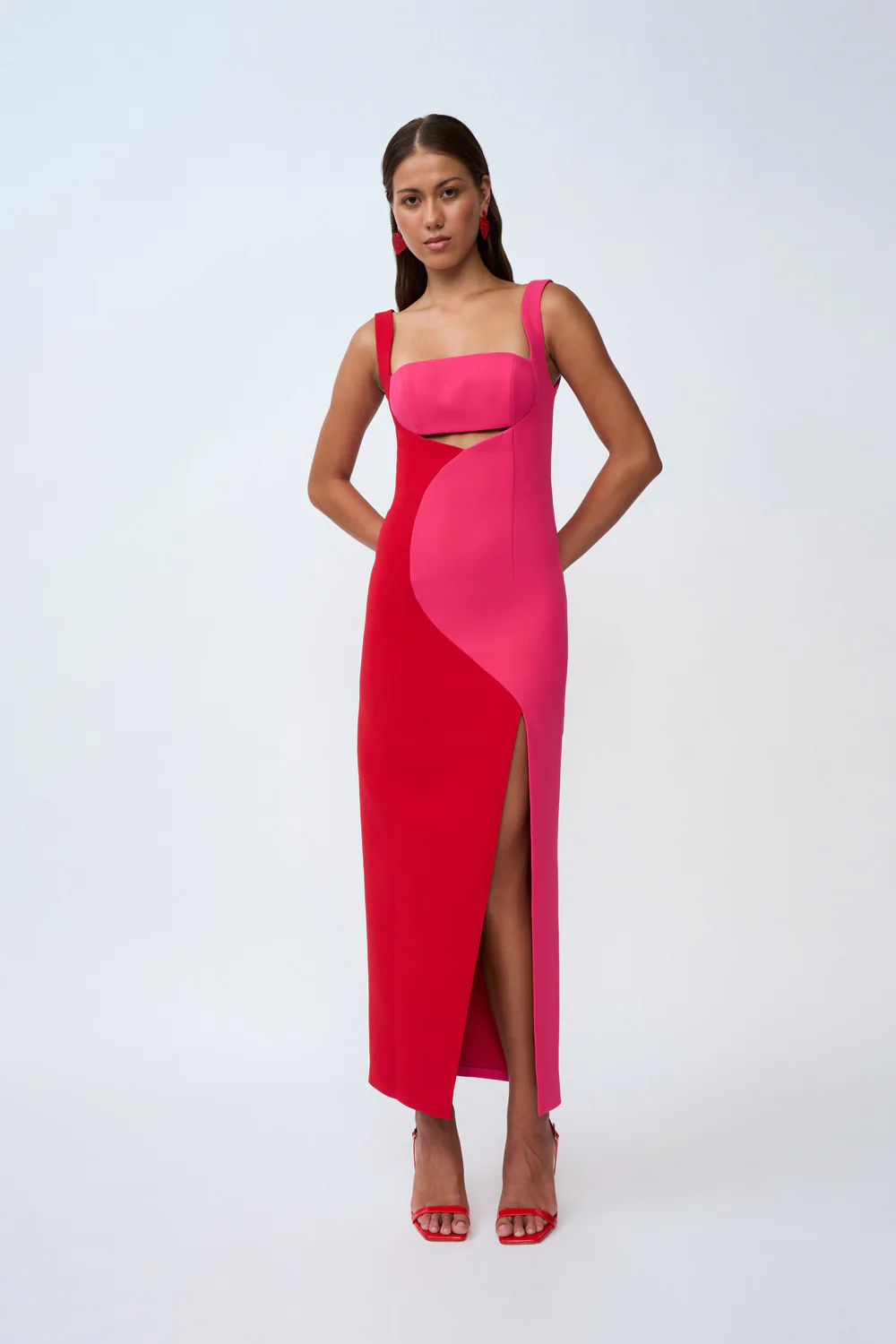 Caterina Two Tone Curve Midi | Final Sale - Pink Red - Image 7