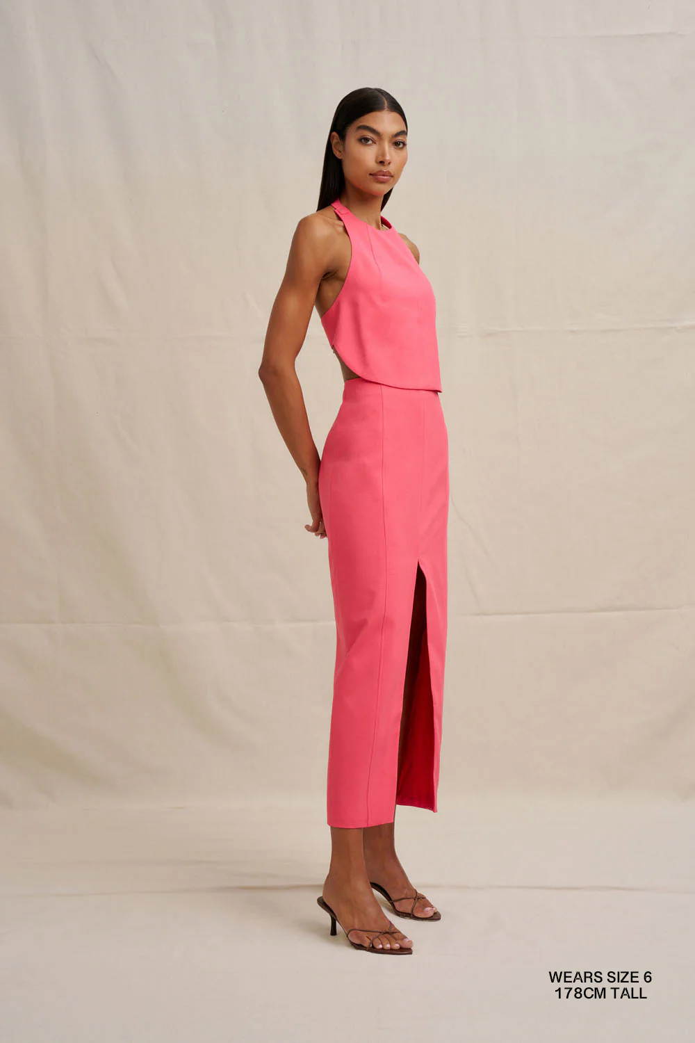 Chloe Midi Skirt - Coral Pink - Image 3