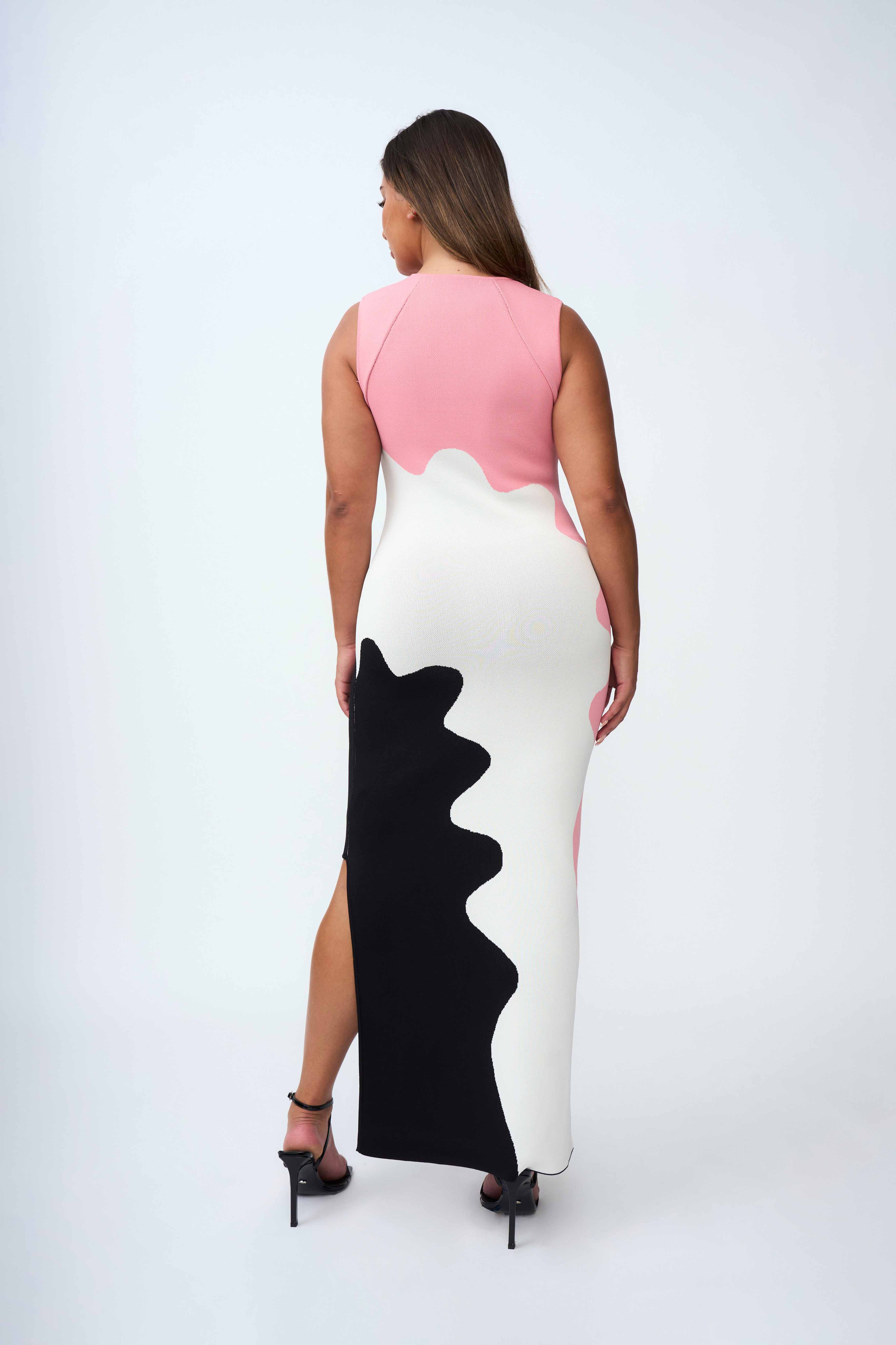 Dahlia Knit Midi Dress | Final Sale - Pink Ivory Black - Image 5