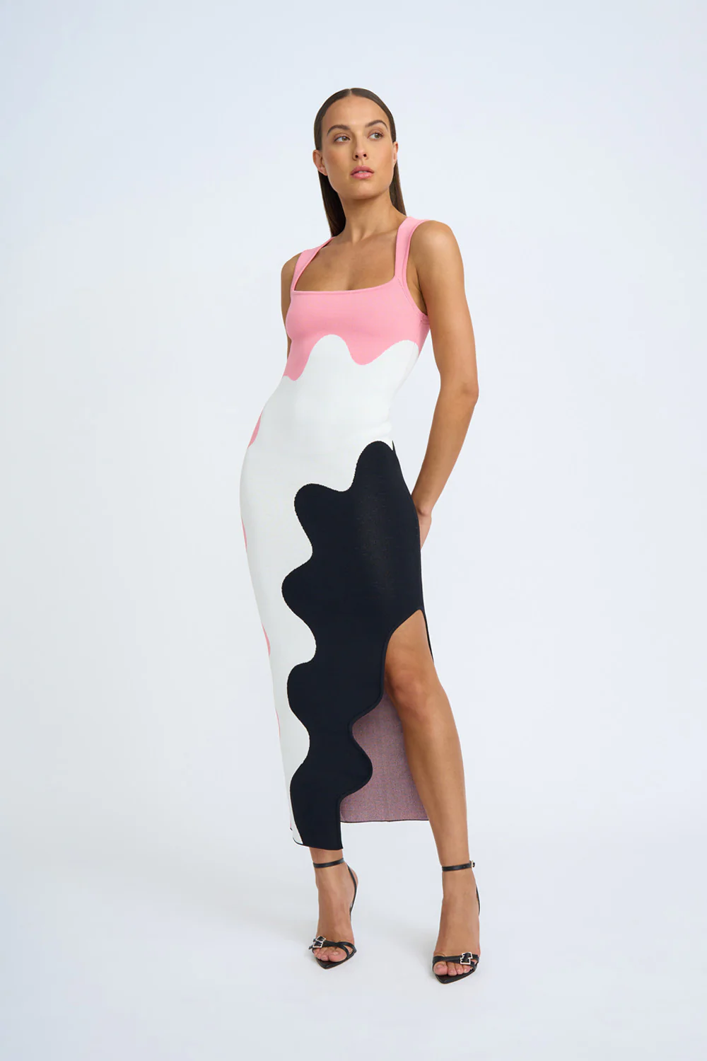 Dahlia Knit Midi Dress | Final Sale - Pink Ivory Black - Image 7