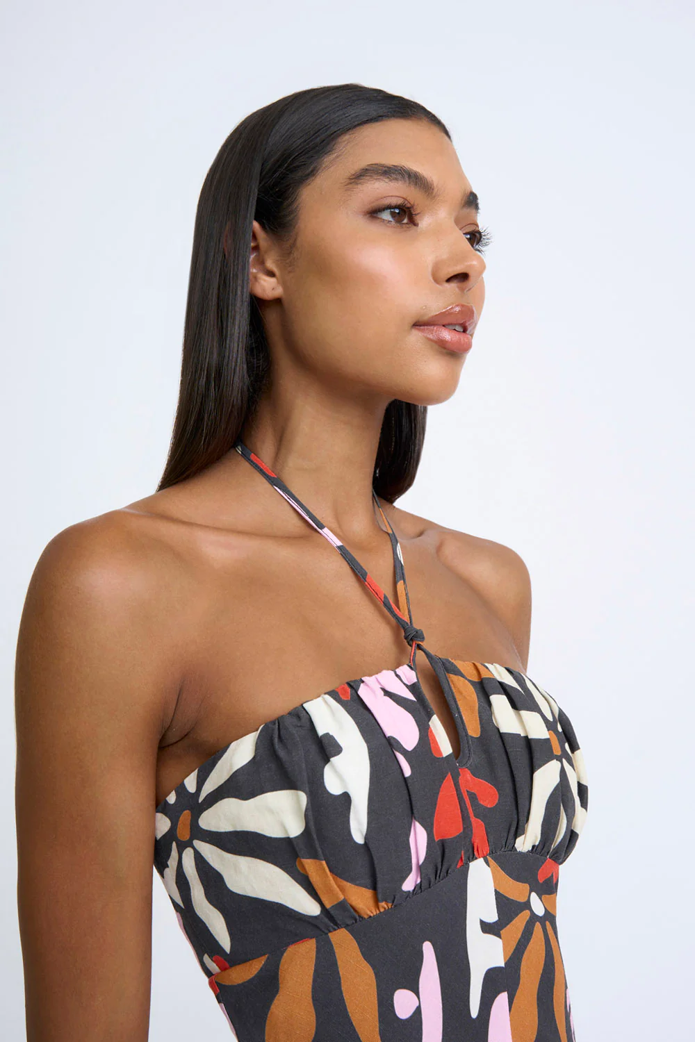 Dandy Breeze Gathered Halter Dress | Final Sale - Black Multi - Image 7