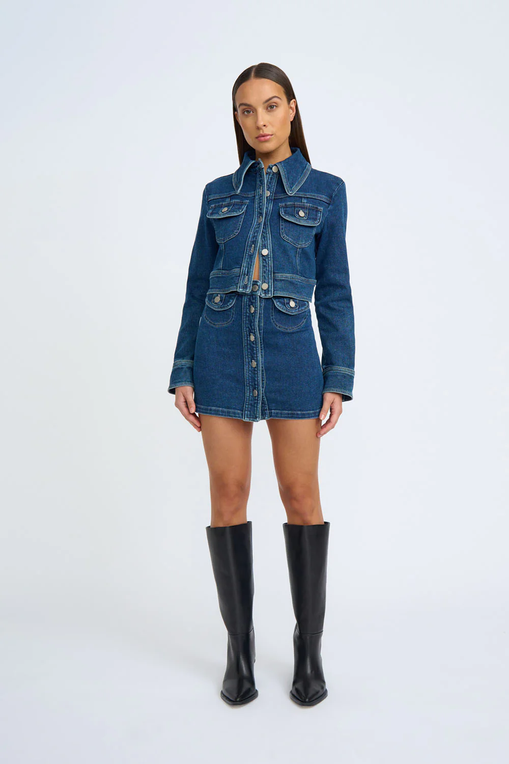 Daze Denim Pipe Crop Jacket | Final Sale - Indigo - Image 6
