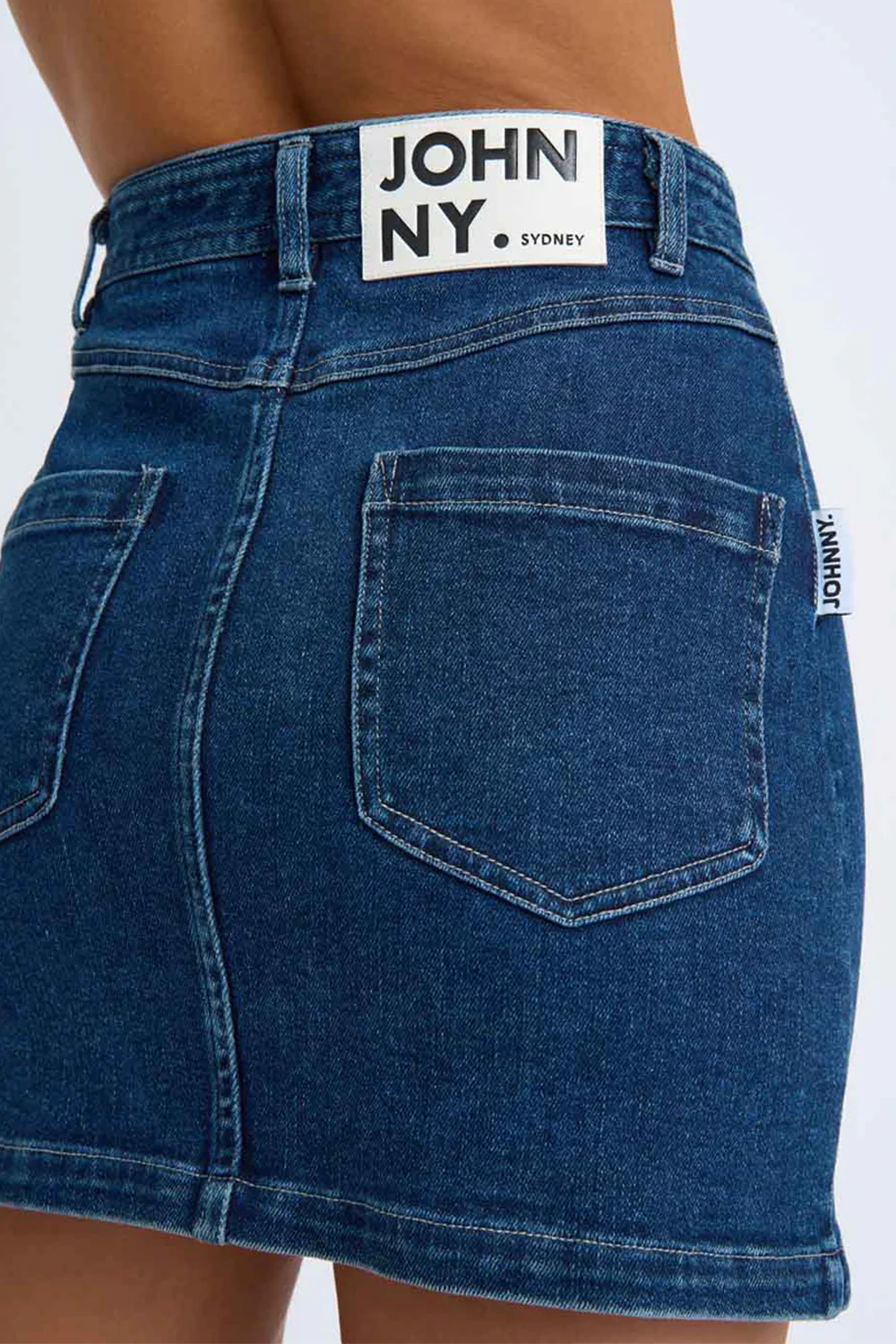 Daze Denim Pipe Mini Skirt | Final Sale- Indigo - Image 3
