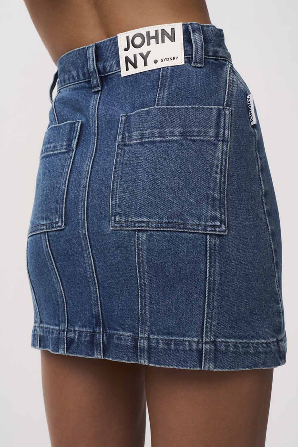 Della Denim Panel Mini Skirt | Final Sale - Blue Wash - Image 3