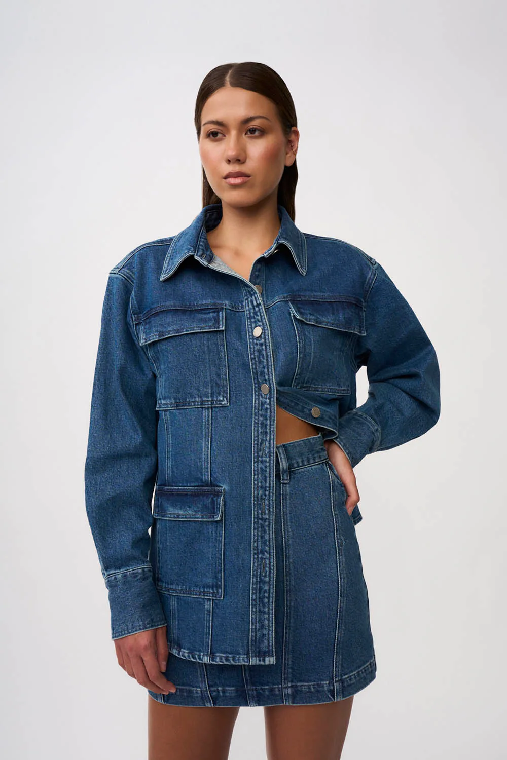 Della Denim Panel Mini Skirt | Final Sale - Blue Wash - Image 6
