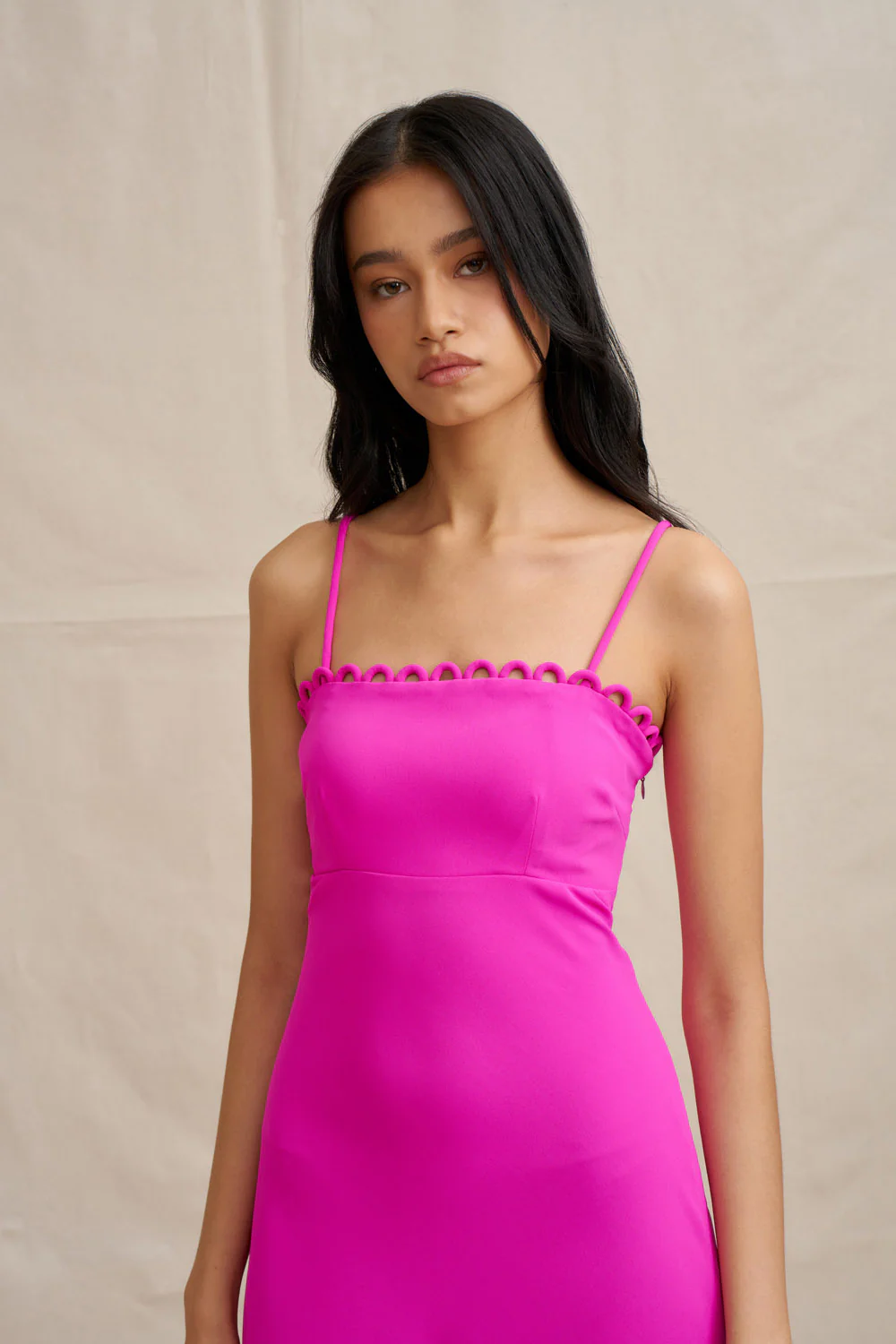 Denise Bias Midi Dress - Fuchsia Pink - Image 2