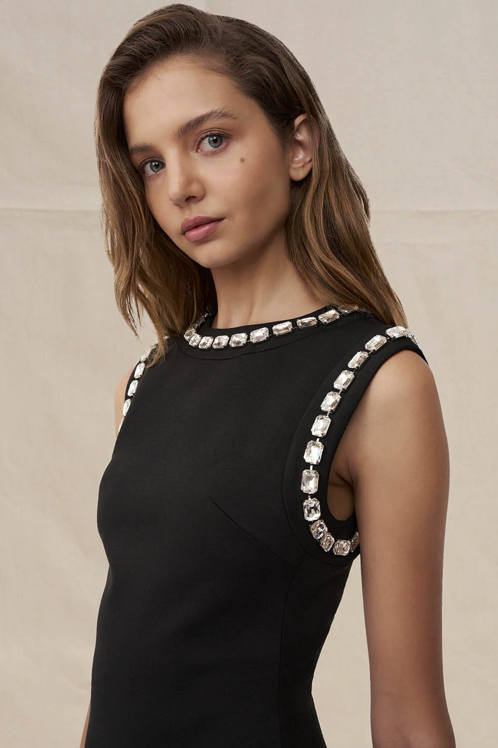 Devora Jewel Trim Mini Dress - Black - Image 4