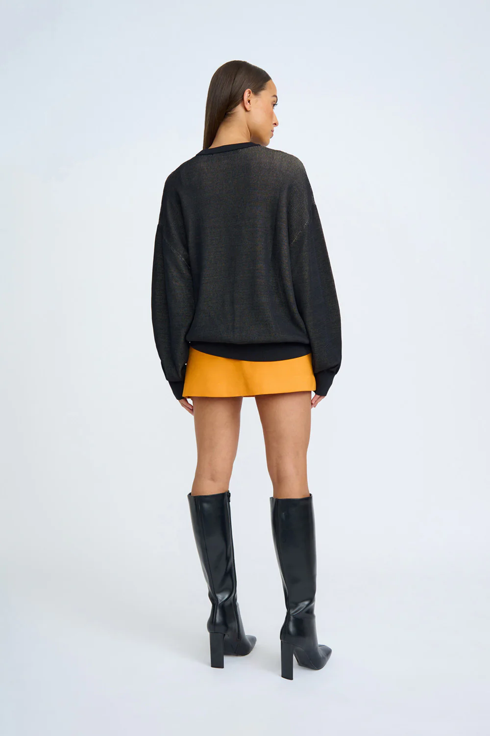 Digital Daisy Knit Sweater | Final Sale - Black Orange - Image 3