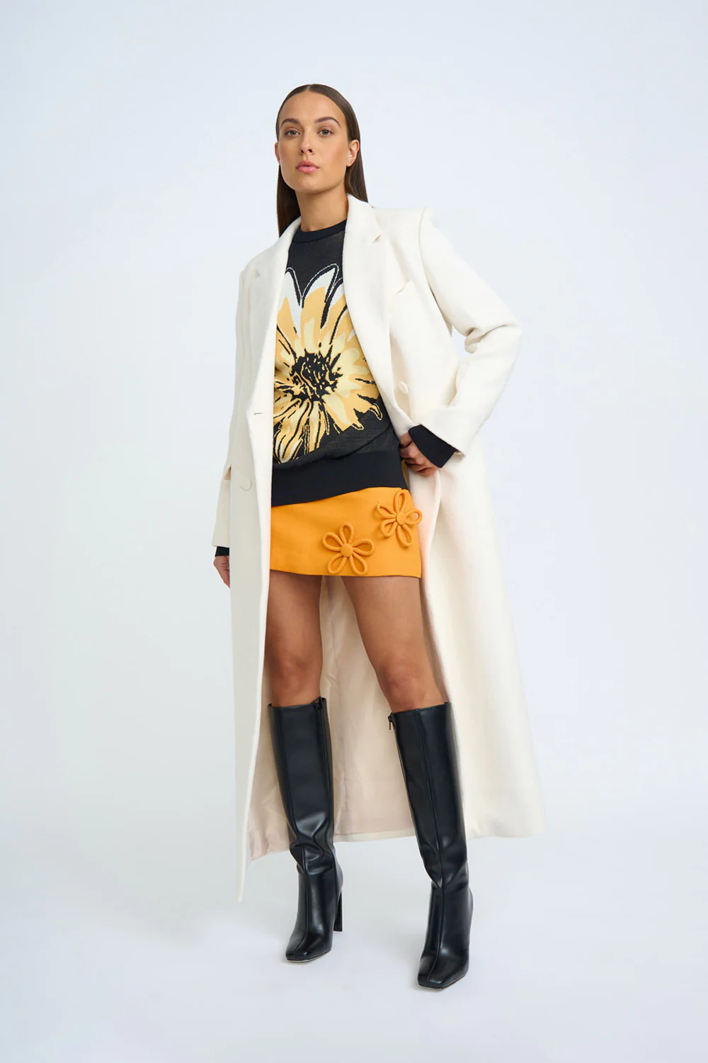 Digital Daisy Knit Sweater | Final Sale - Black Orange - Image 7