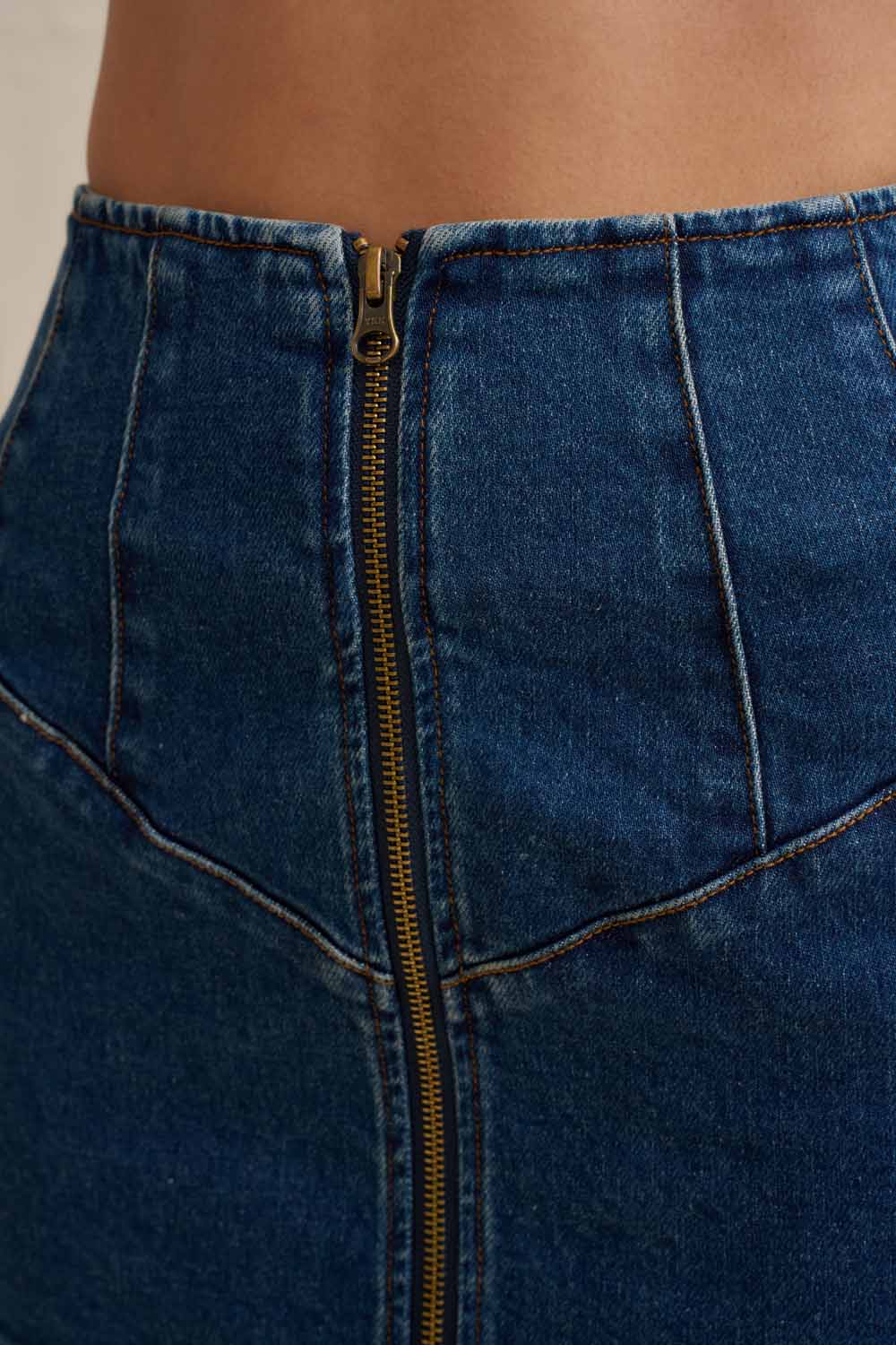 Eclipse Denim Mini Skirt - Dark Blue Denim - Image 4