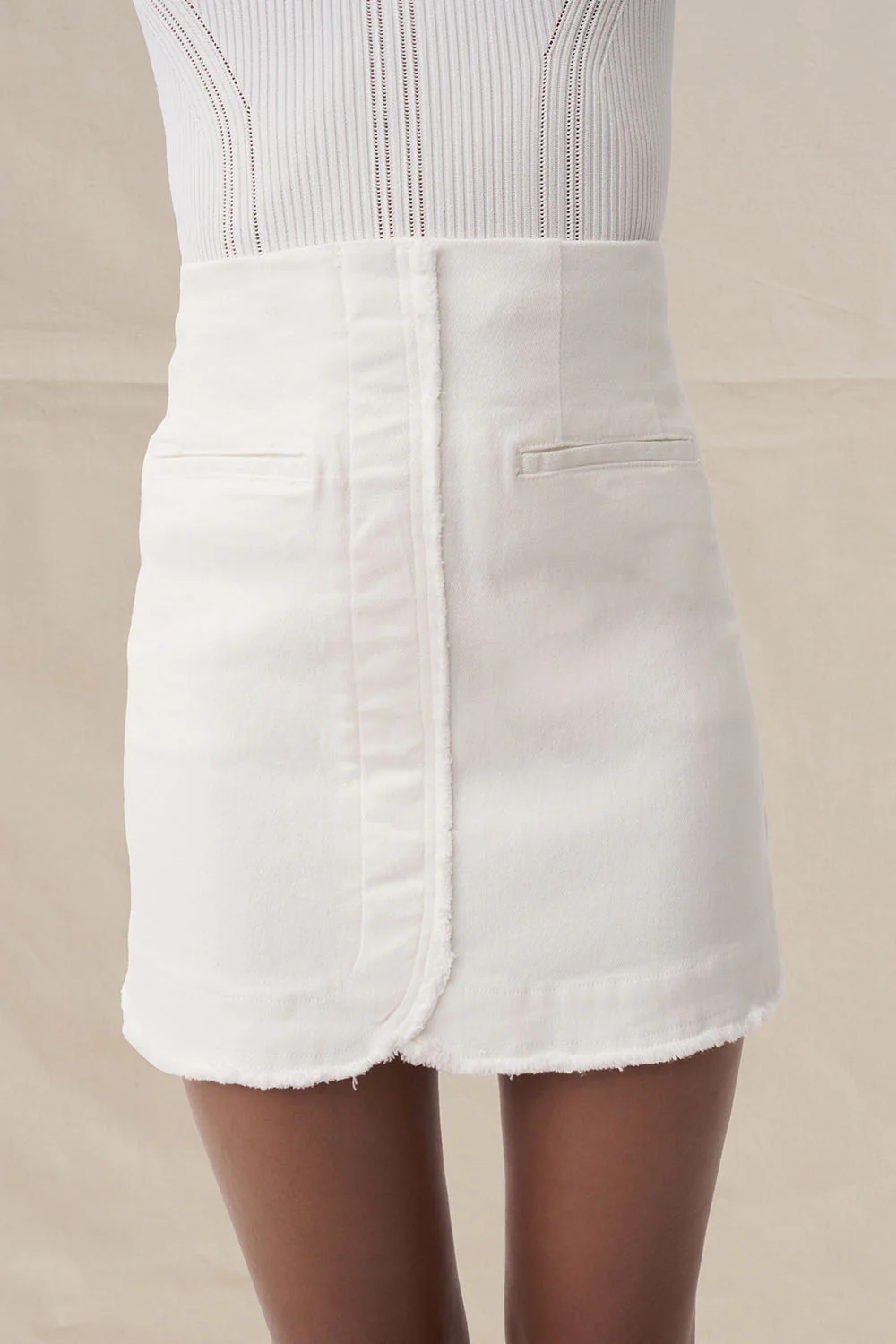 Ember Denim Mini Skirt - Ivory Denim - Image 6