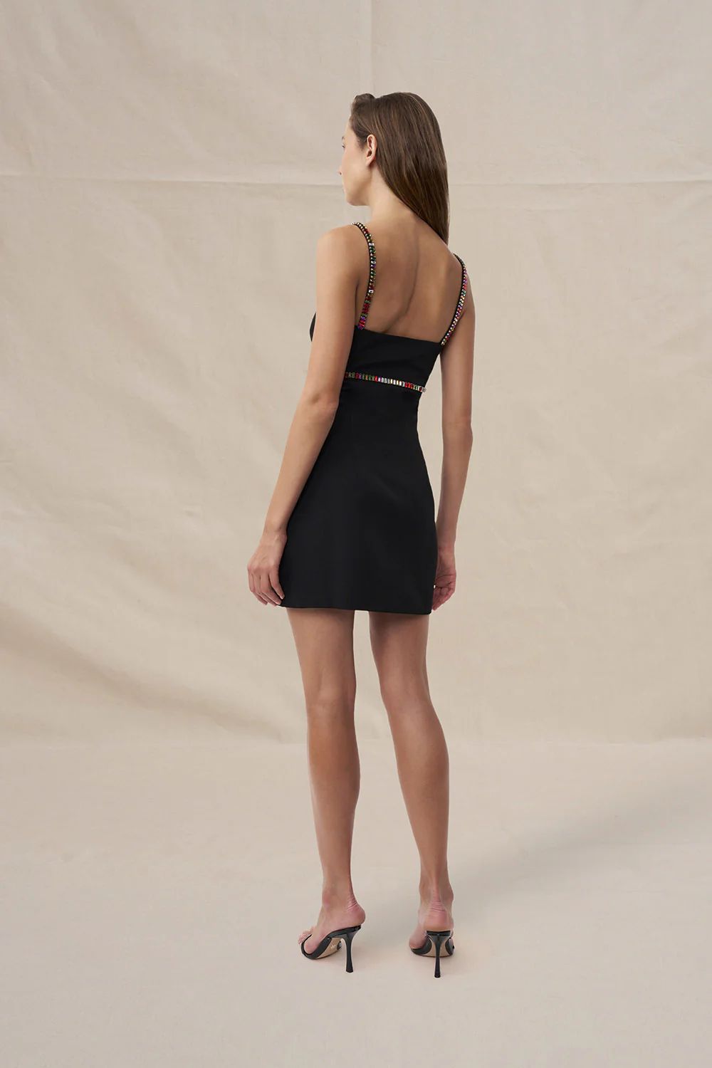 Enza Diamante Mini Dress - Black - Image 5
