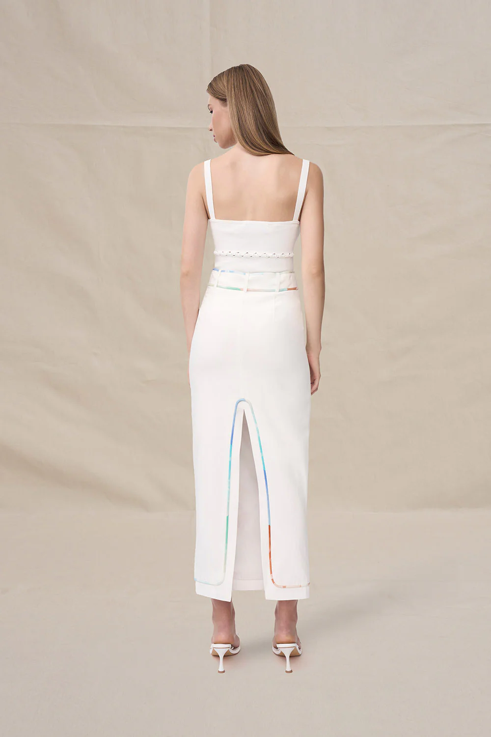 Fiori Applique Ankle Skirt - Ivory Multicolour - Image 3