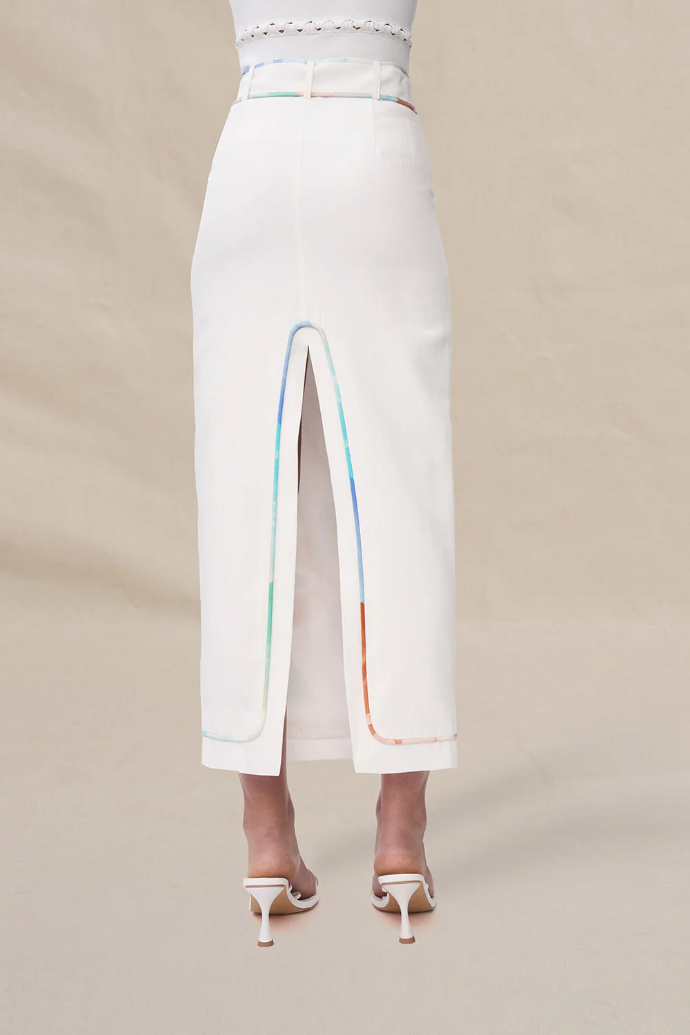 Fiori Applique Ankle Skirt - Ivory Multicolour - Image 5