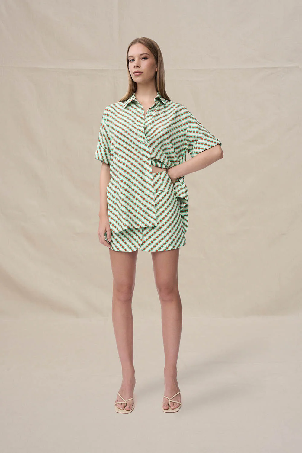 Geo Stripe Mini Skirt - Geo Green