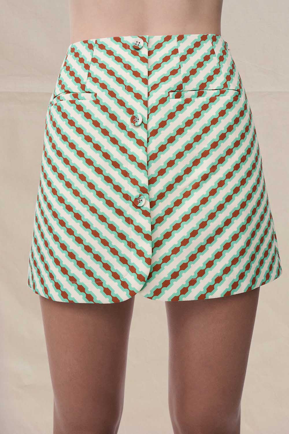 Geo Stripe Mini Skirt - Geo Green - Image 2