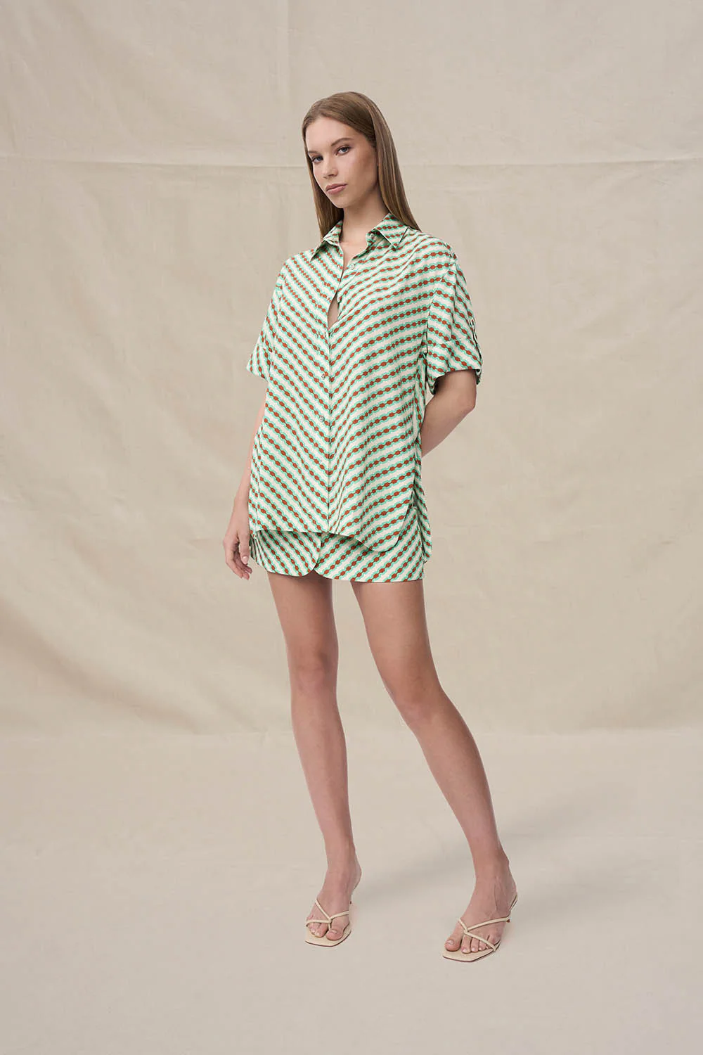 Geo Stripe Shirt - Brown Green