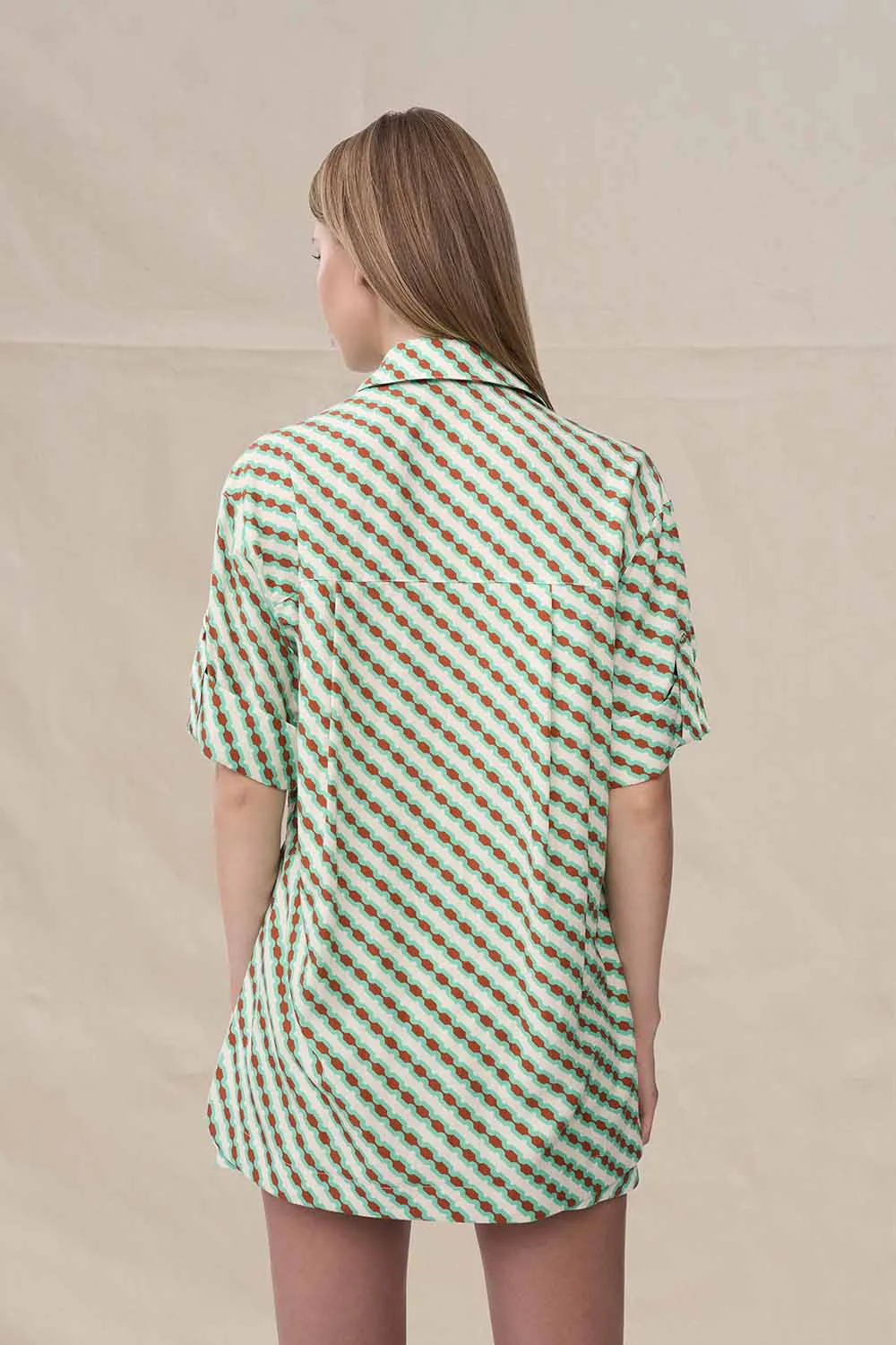 Geo Stripe Shirt - Brown Green - Image 5