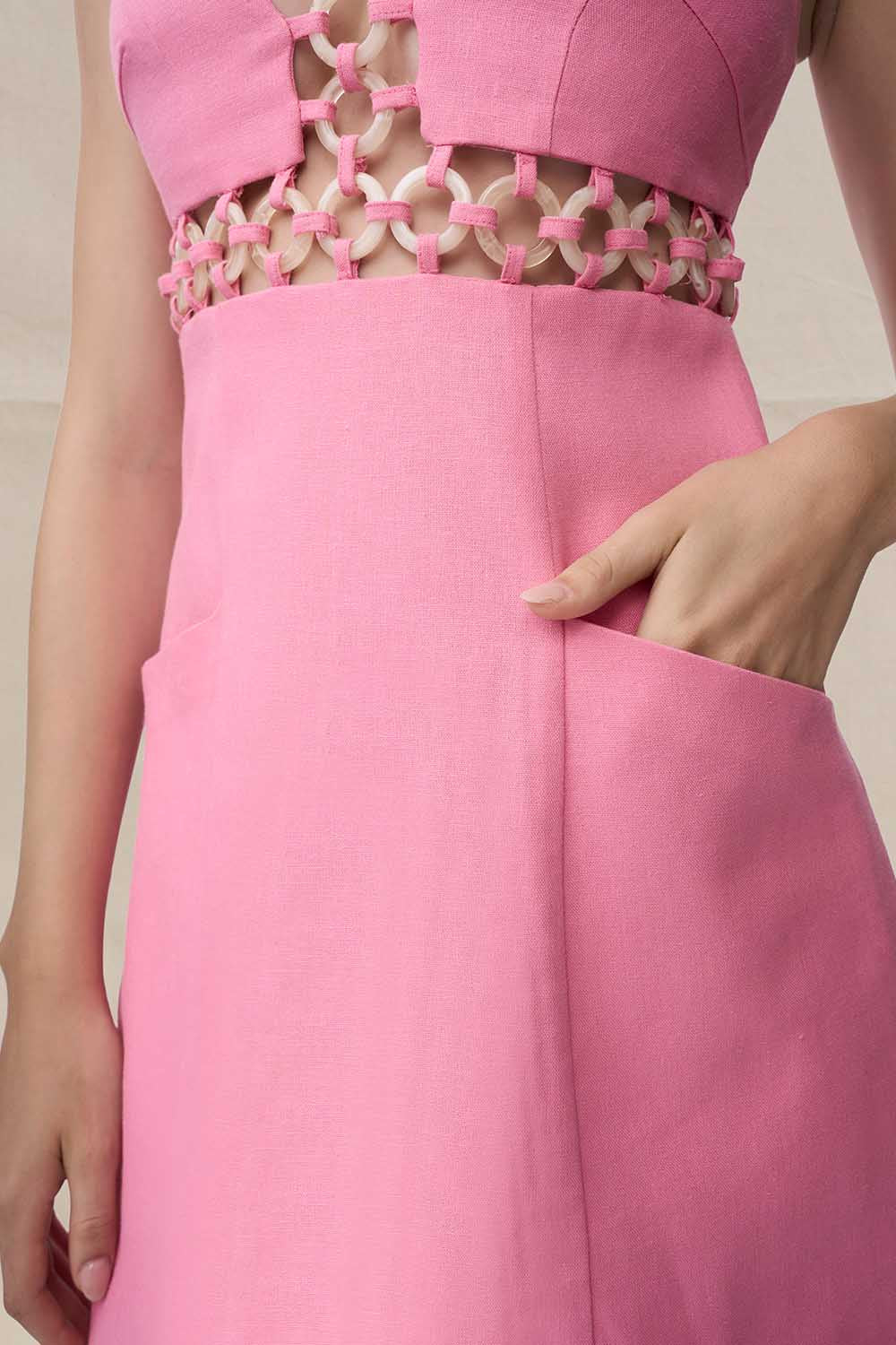 Grazia Ring Trim Mini Dress - Pink - Image 4