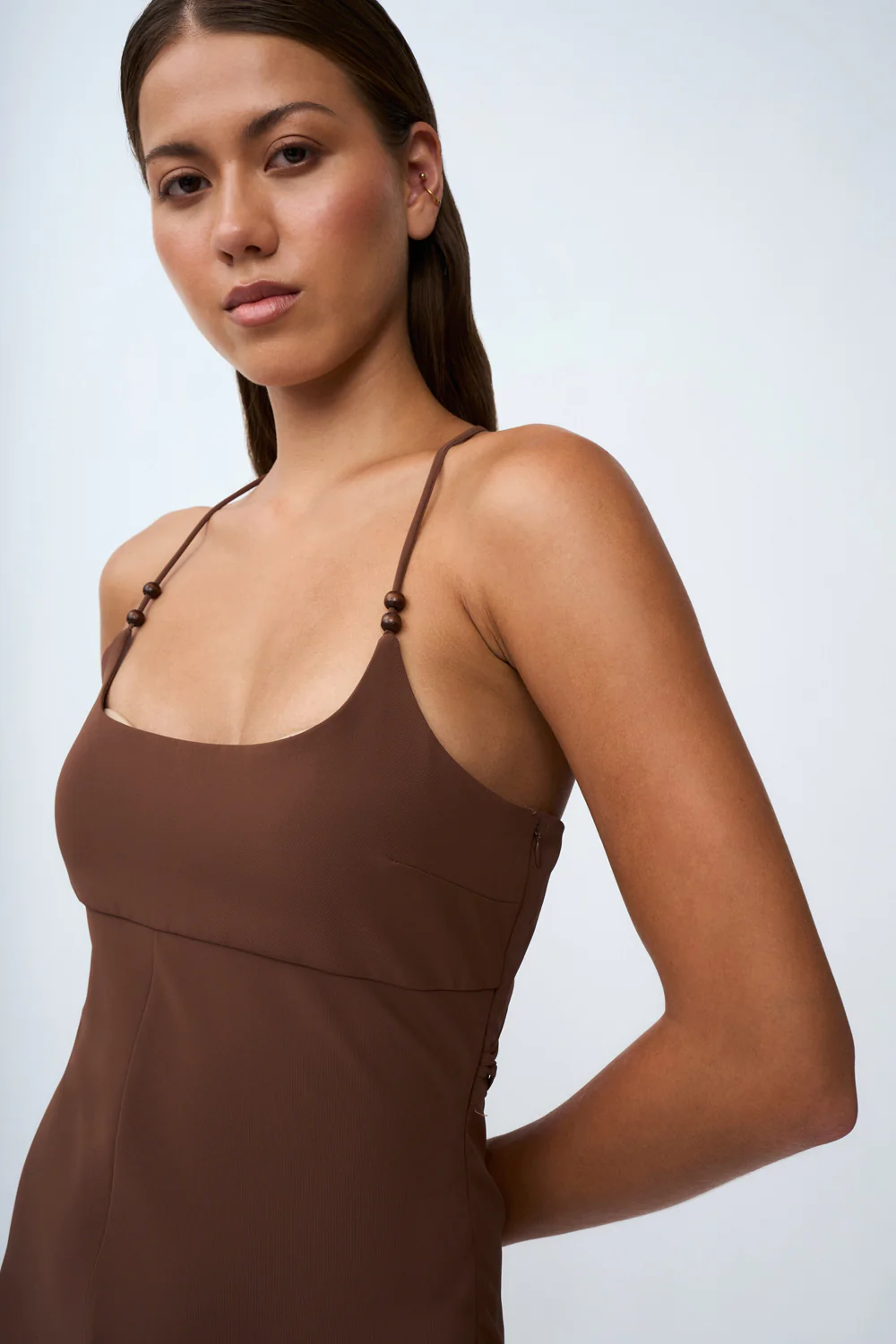 Hana Bias Bead Midi Dress | Final Sale - Chocolate - Image 3
