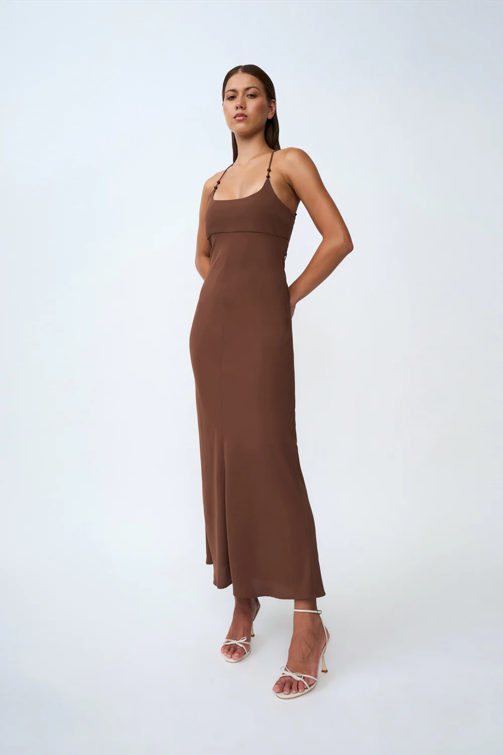 Hana Bias Bead Midi Dress | Final Sale - Chocolate - Image 5