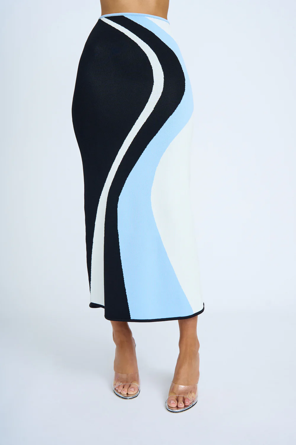 Kira Curve Knit Skirt | Final Sale - Black Blue Ivory - Image 2