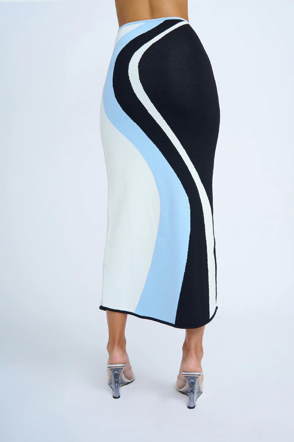 Kira Curve Knit Skirt | Final Sale - Black Blue Ivory - Image 3